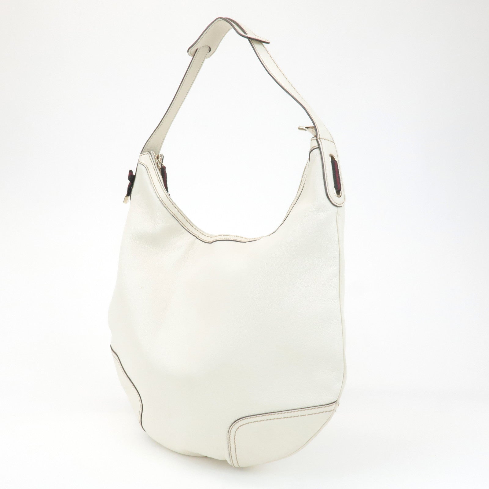 GUCCI Sherry Princy Leather Shoulder Bag White 162882
