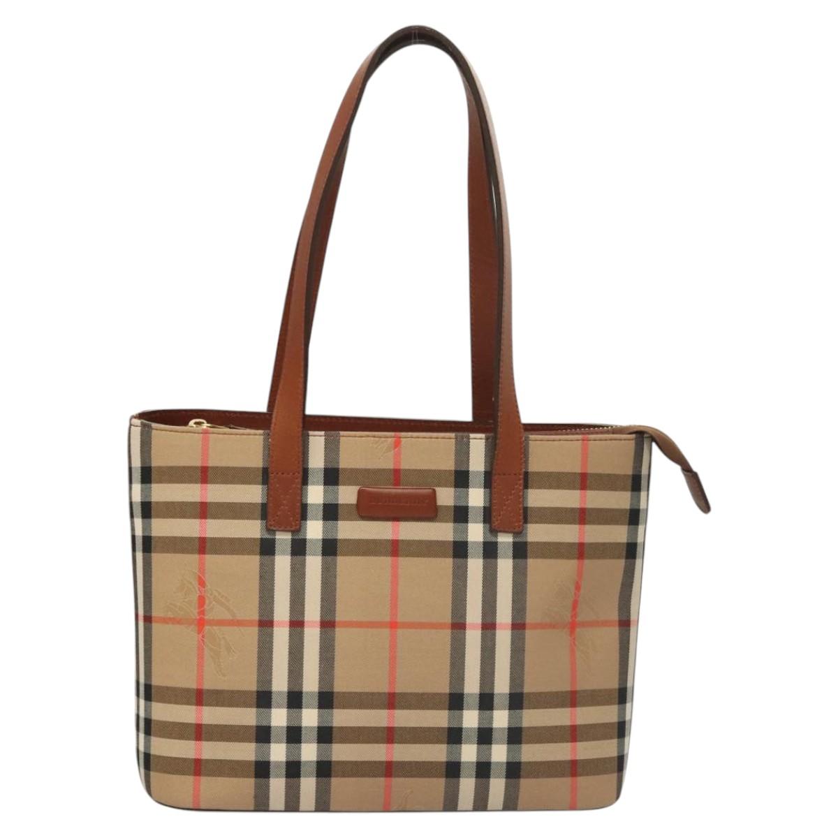 Burberry Nova Check Tote Bag Canvas Beige Tote Bag 130