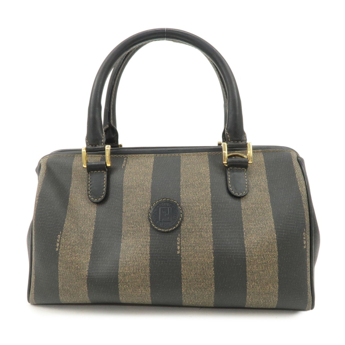 Pequin PVC Hand Bag Boston Bag d Canvas Black Brown Handbag
