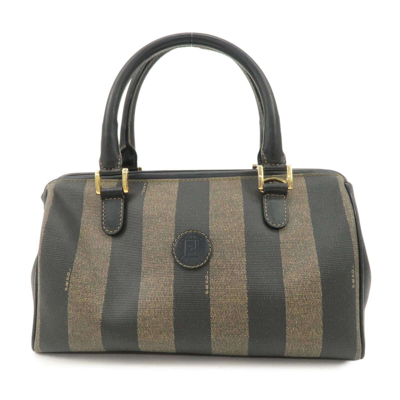 Pequin PVC Hand Bag Boston Bag d Canvas Black Brown Handbag