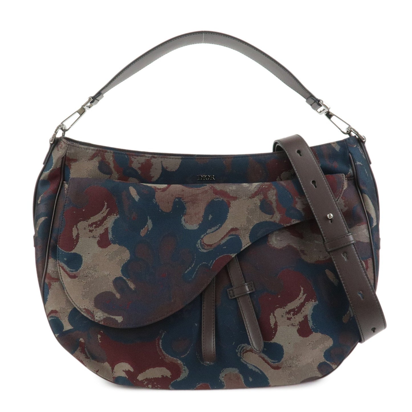 Dior Messenger Bag Christian Saddle Camouflage Leather Canvas Flap