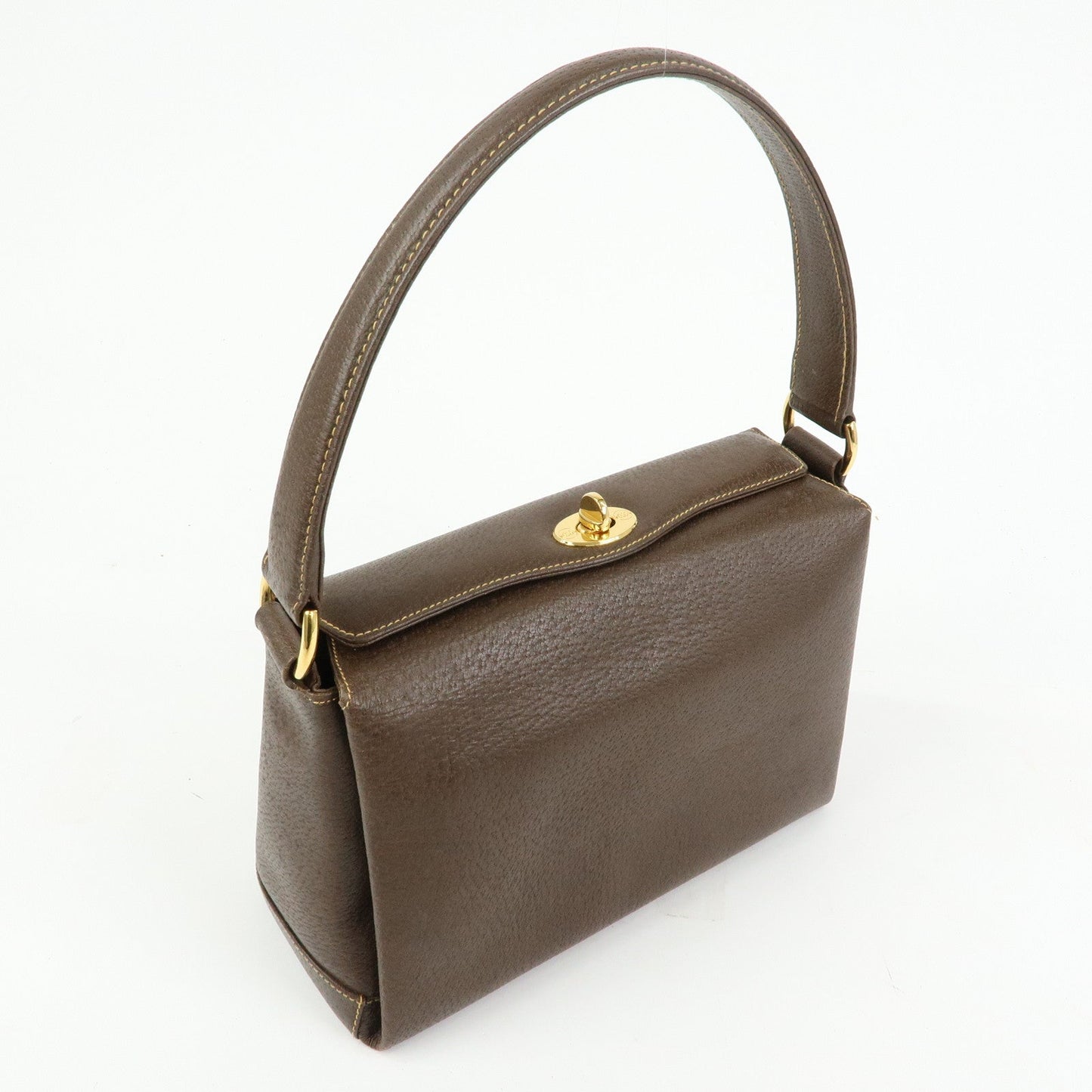GUCCI Old Gucci Leather Hand Bag Brown 000?406?0025
