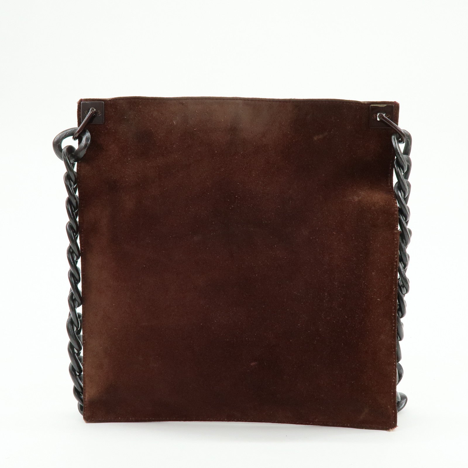 GUCCI Suede Wood Shoulder Bag Crossbody Bag Brown 002?1705
