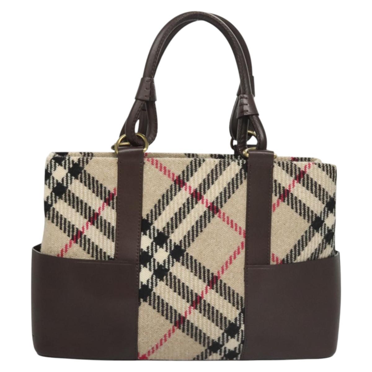 Burberry Nova Check Wool Tote Bag Beige Tote Bag 1