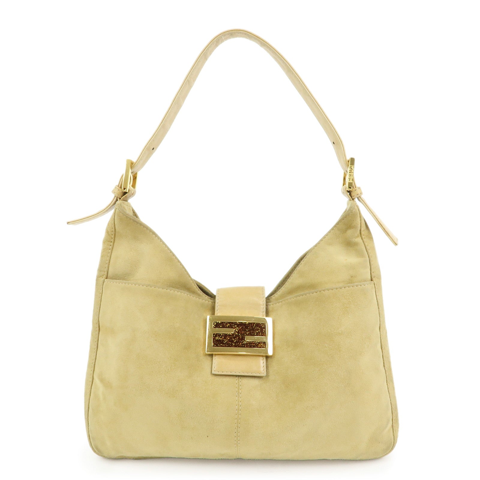 Shoulder Bag Hand Bag Leather Suede Beige