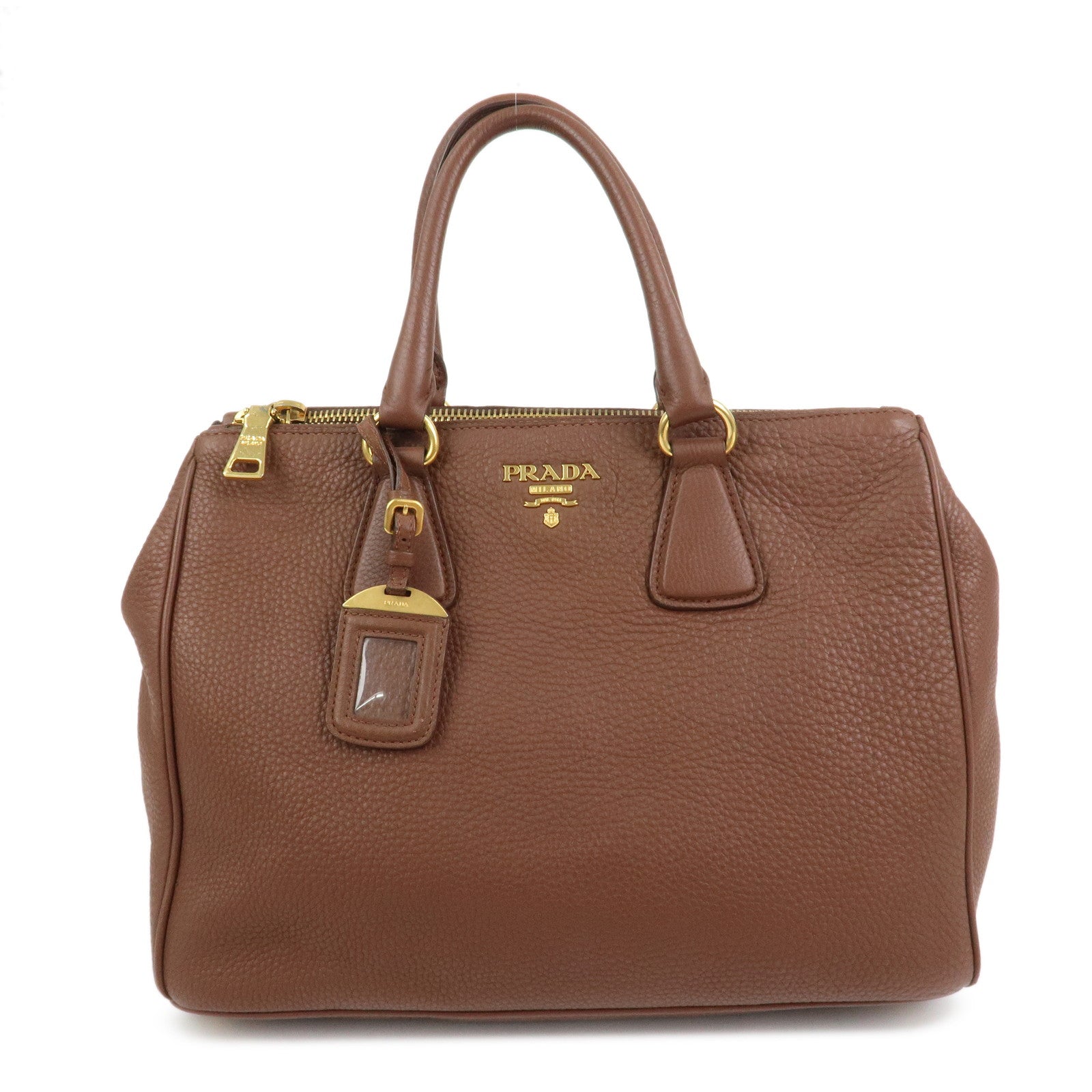 Tote Bag Hand Bag Leather Brown Logo