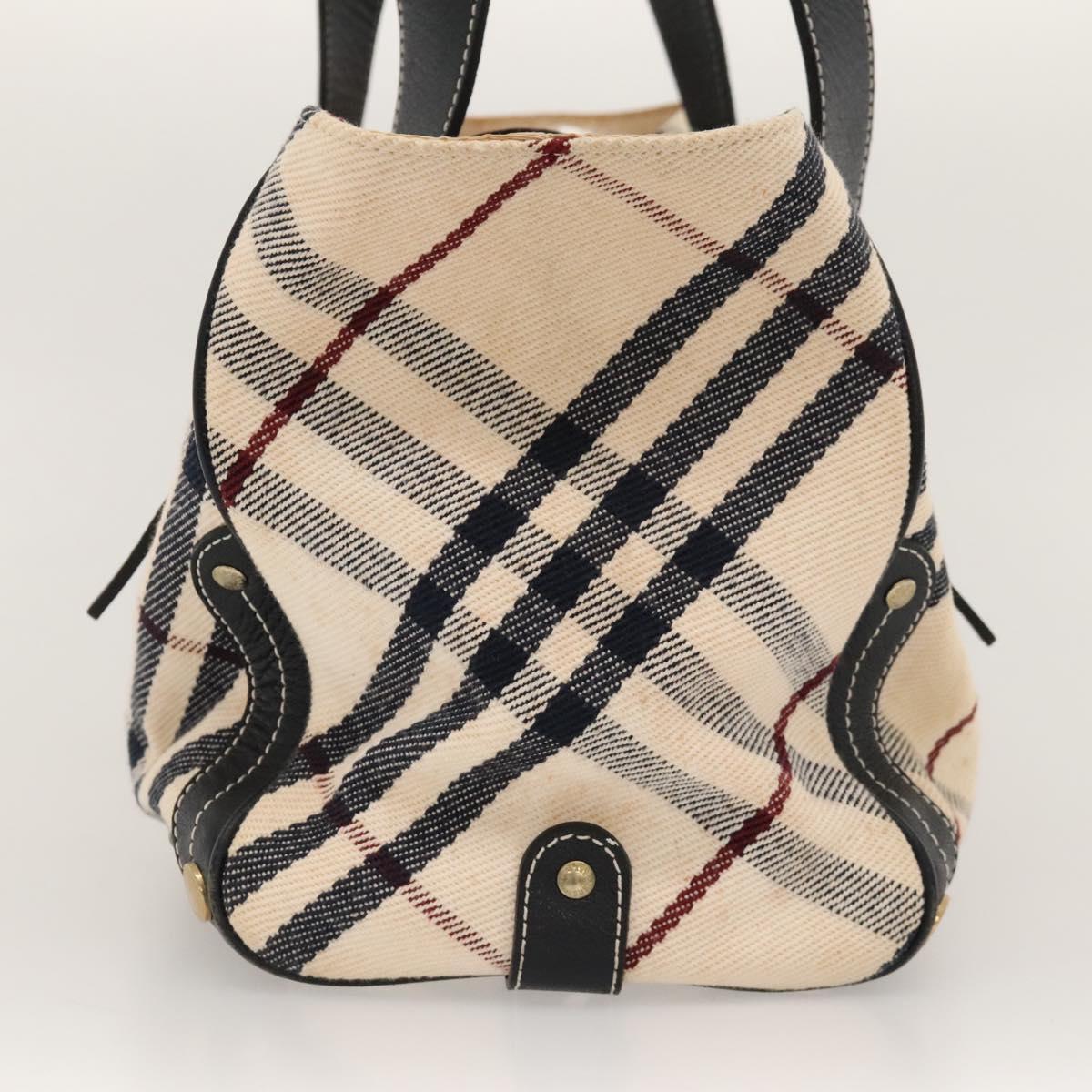 Burberry Label Tote Bag Canvas Beige Blue