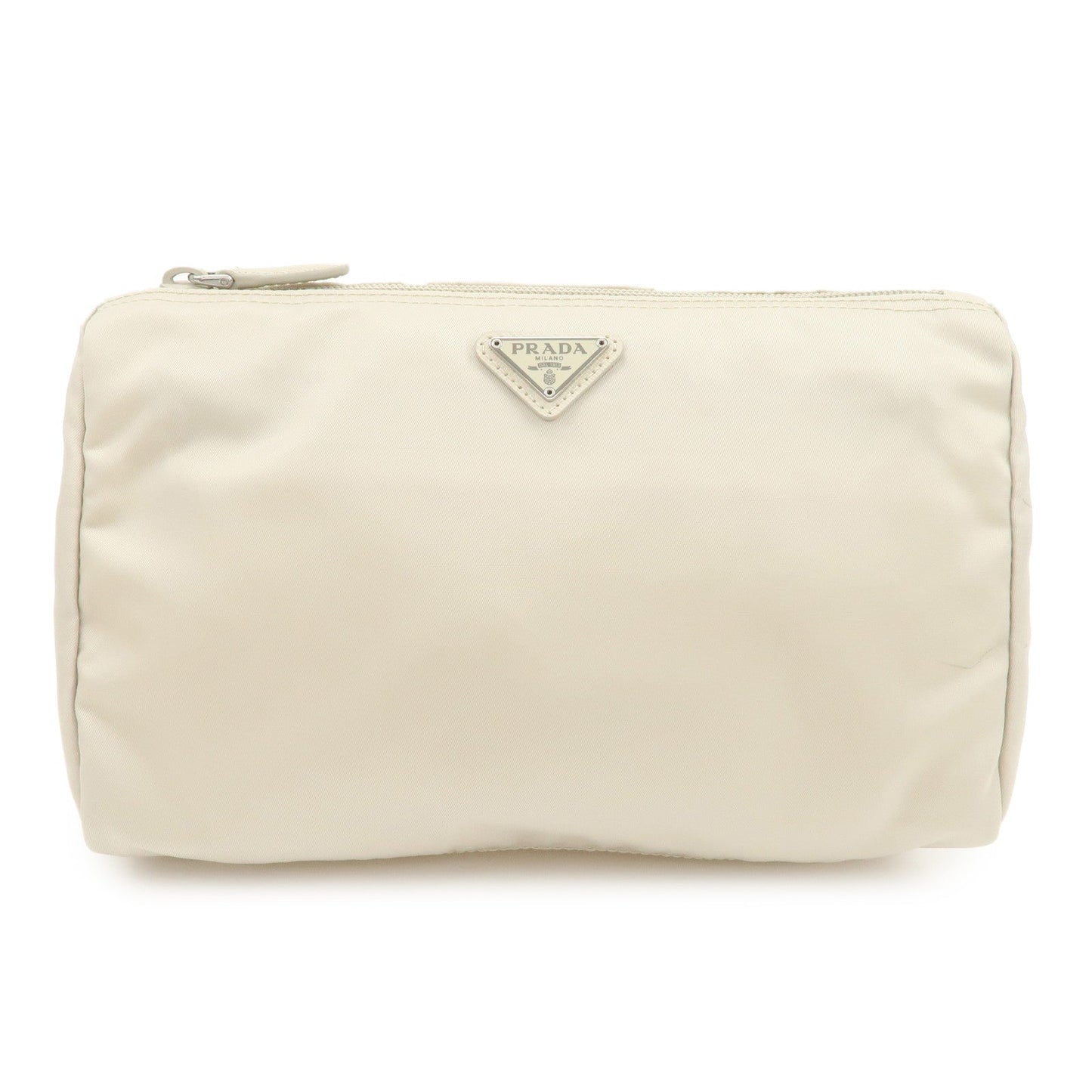 Triangle Cosmetic Pouch Makeup Bag Ivory Nylon Logo Handbag
