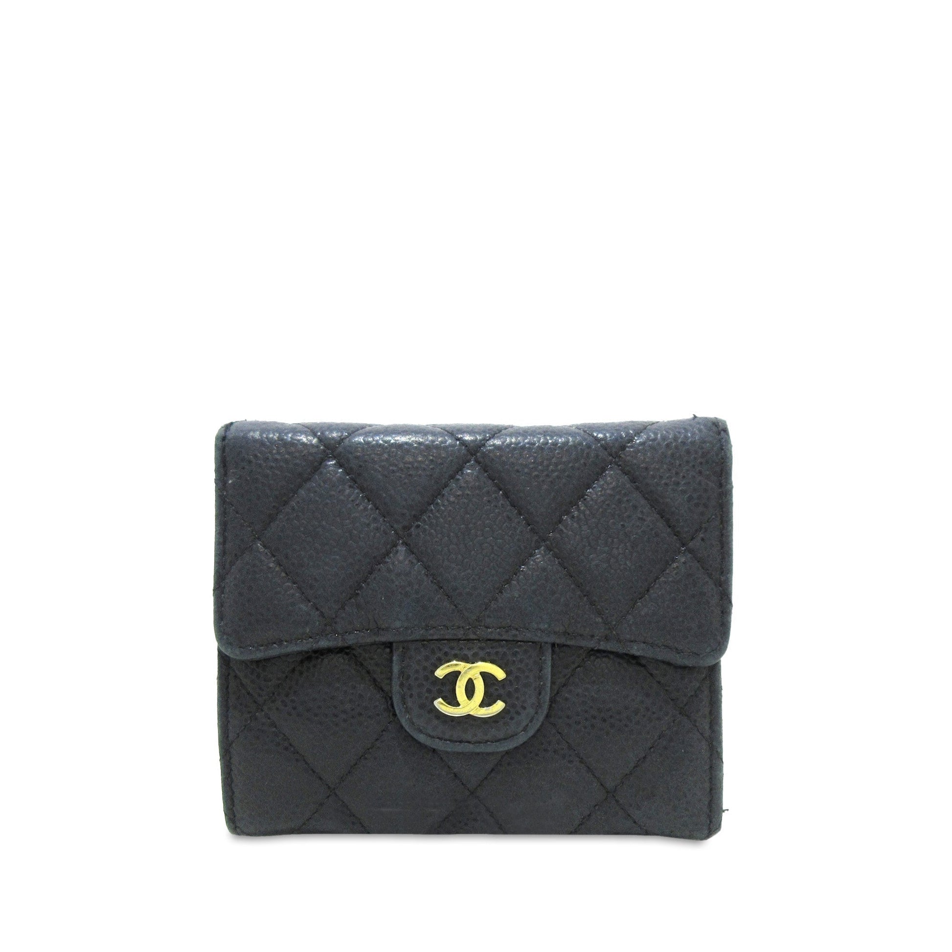 CHANEL CC Caviar Trifold Wallet Small Wallets