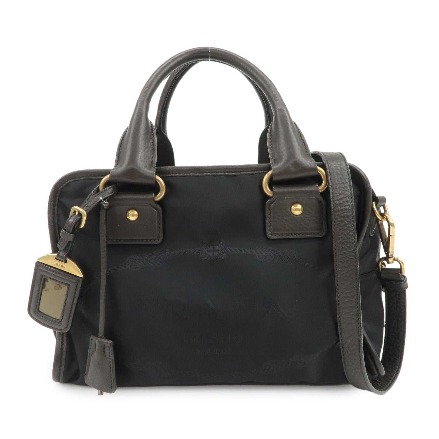 Shoulder Bag Jacquard 2Way Bag Boston Leather Nylon