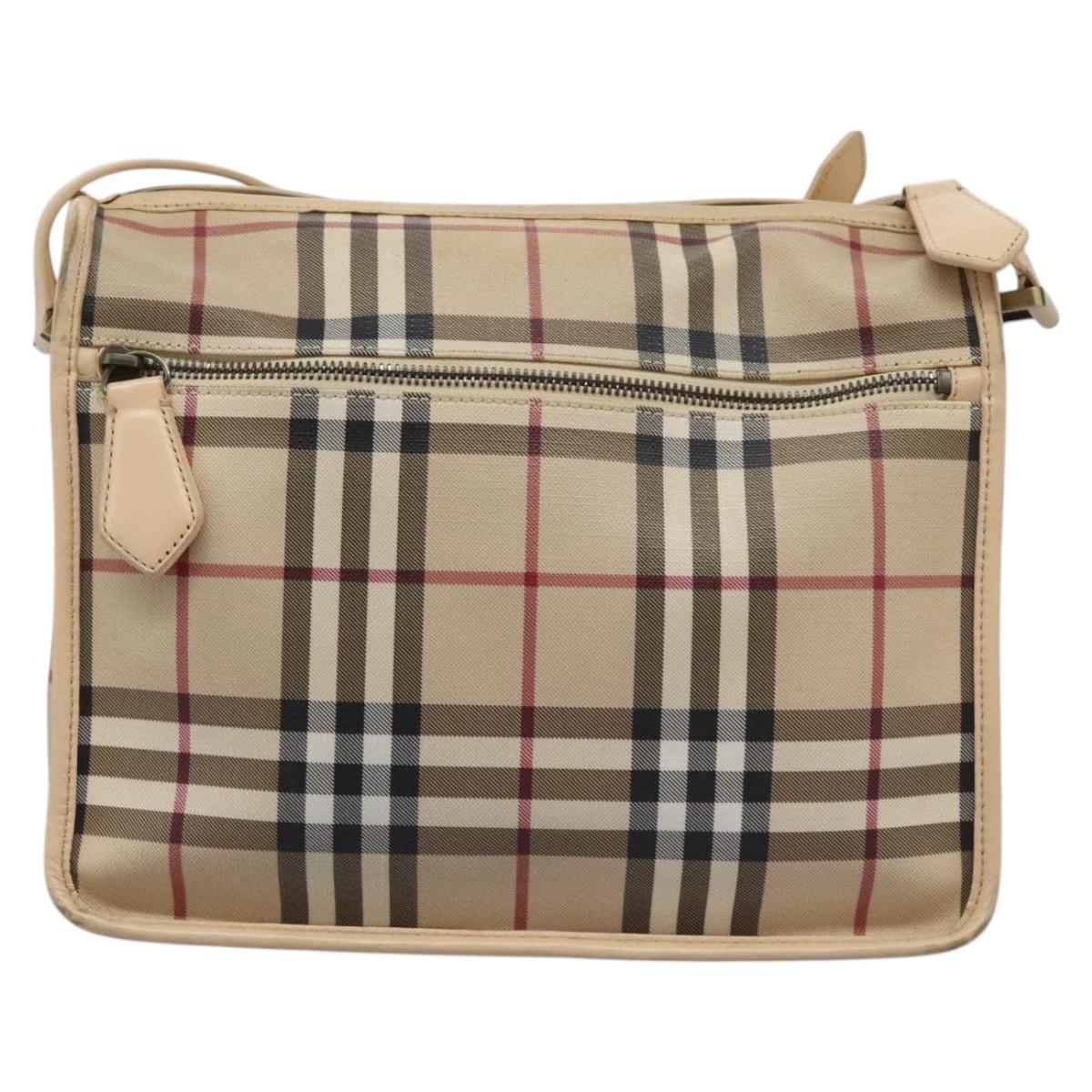 Burberry Nova Check Shoulder Bag Canvas Beige Shoulder Bag 79