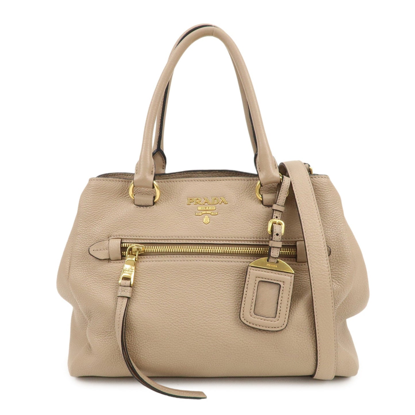 Shoulder Bag 2Way Hand Bag Leather Beige Pink