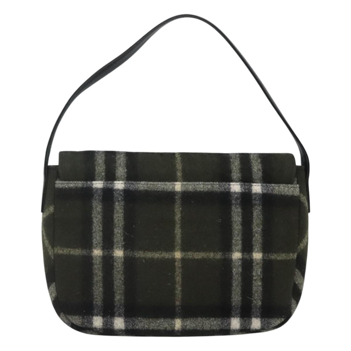 Burberry Nova Check Khaki Wool Shoulder Bag
