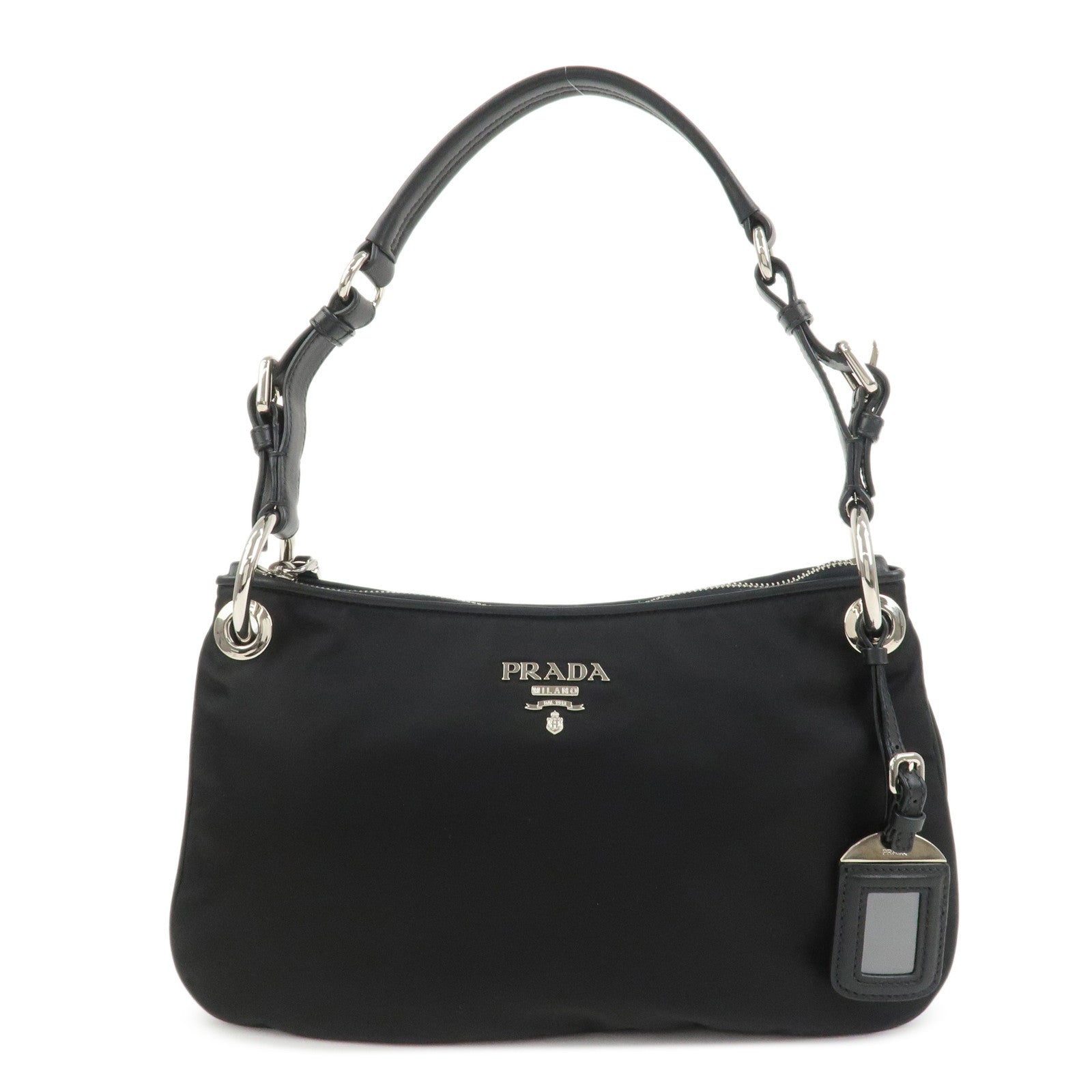 Shouldr Bag Hand Bag Leather Nylon Black Handbag