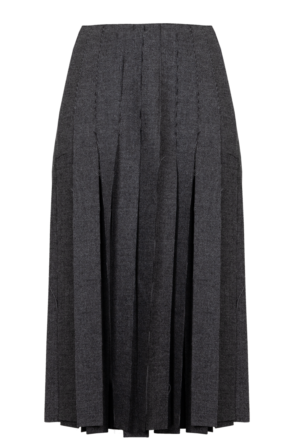 Prada Fringed Wool Midi Skirt Grey Gray Handbag