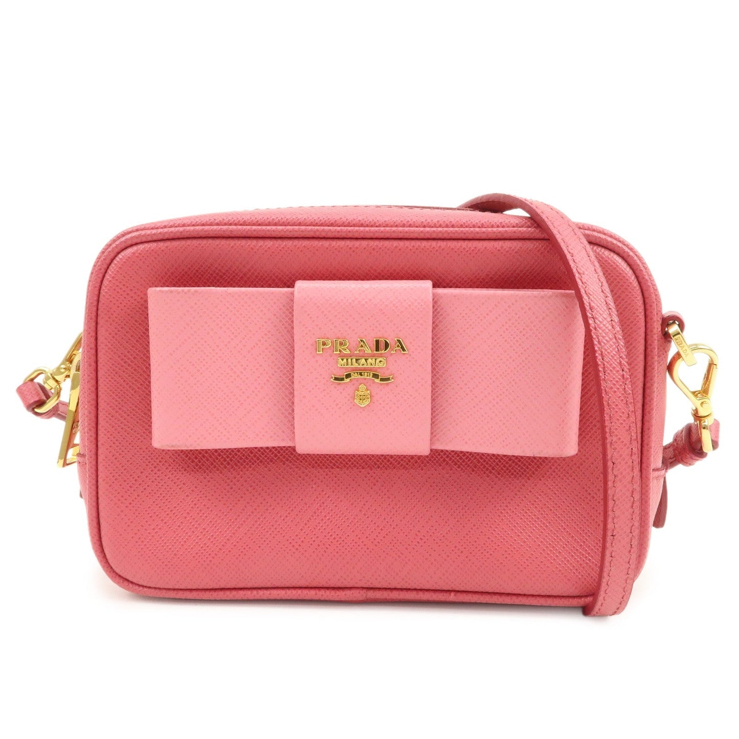 Shoulder Bag Ribbon Camera Bag Leather Saffiano Mini