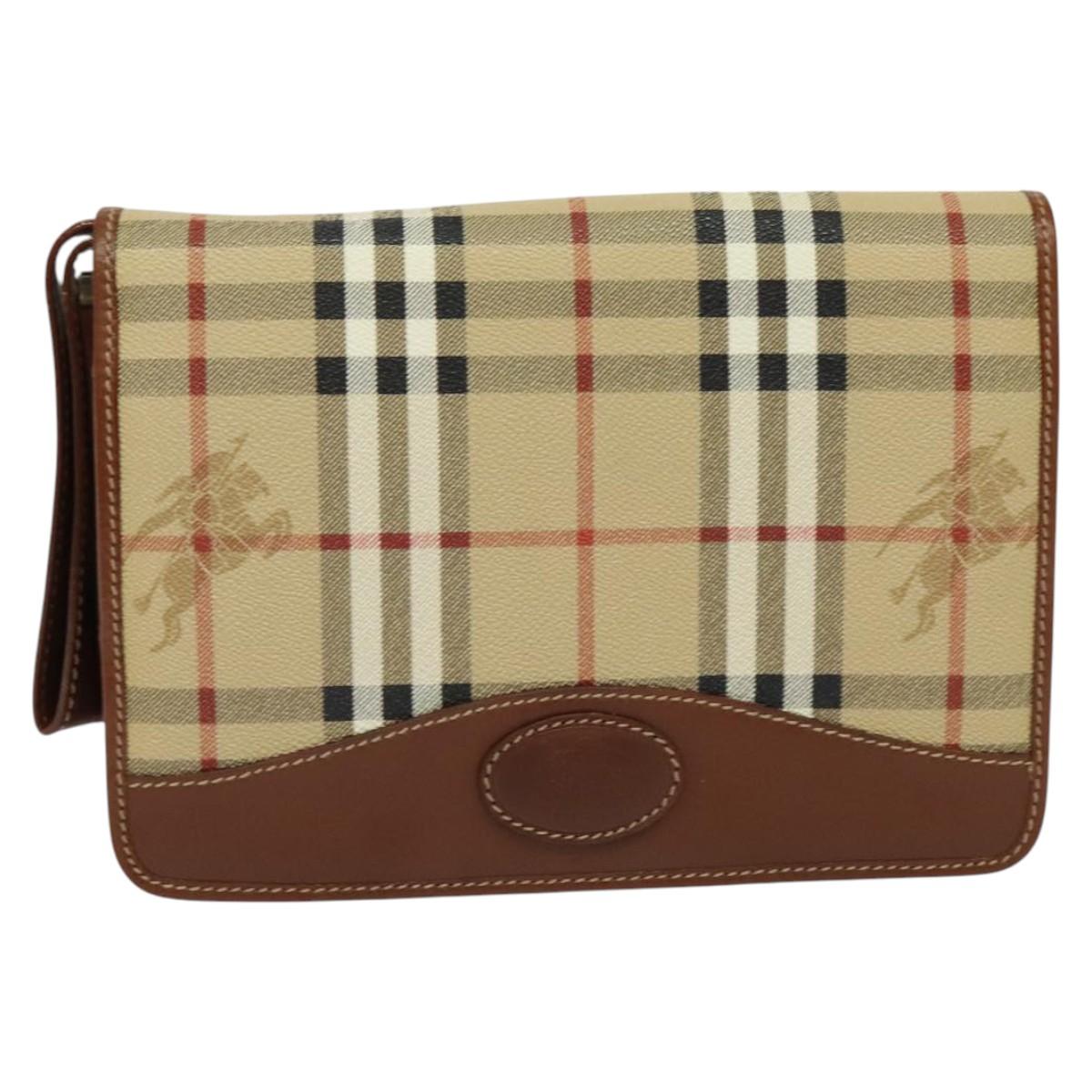 Burberry Nova Check Clutch Bag Canvas Beige