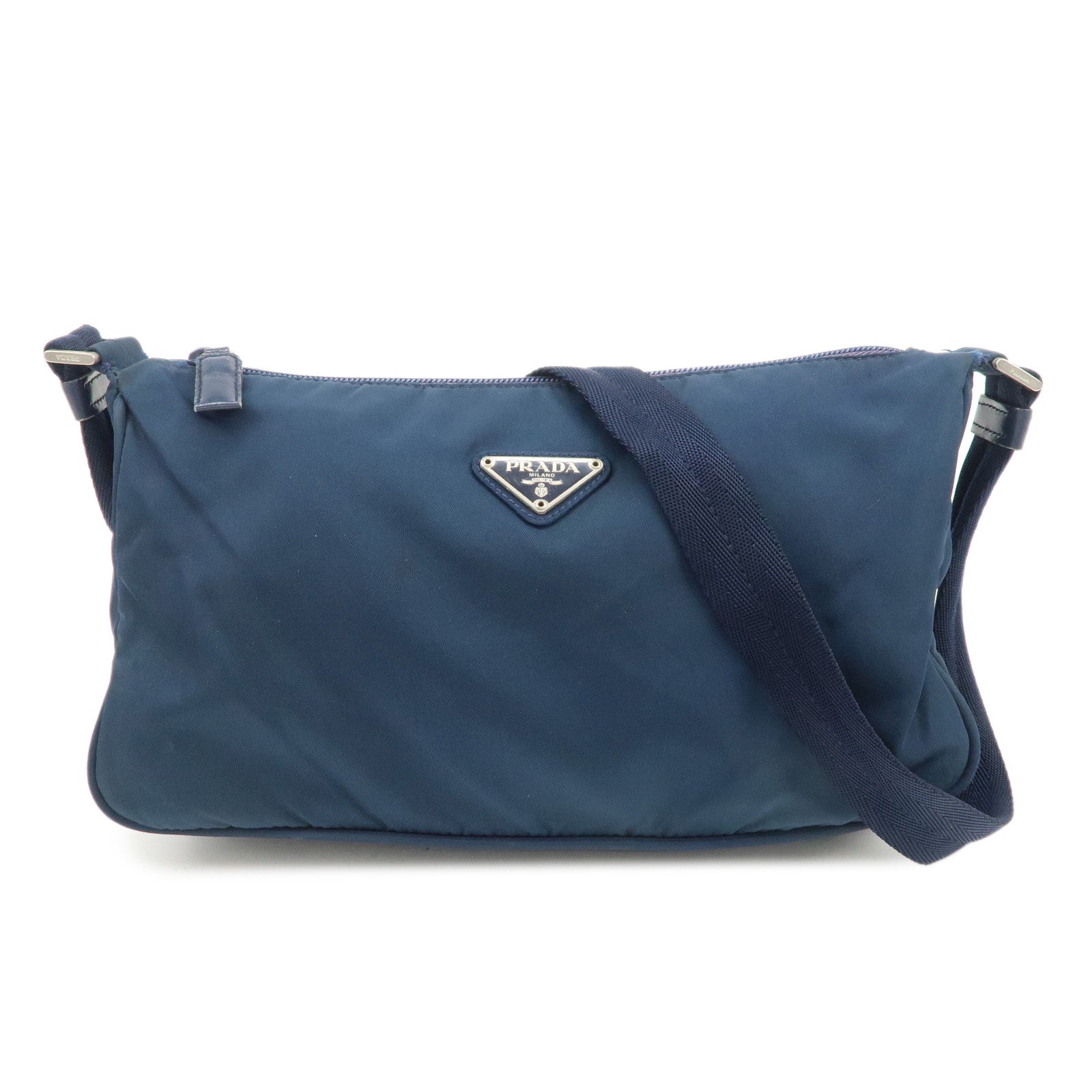 Crossbody Bag Triangle Shoulder Bag Leather Nylon Navy