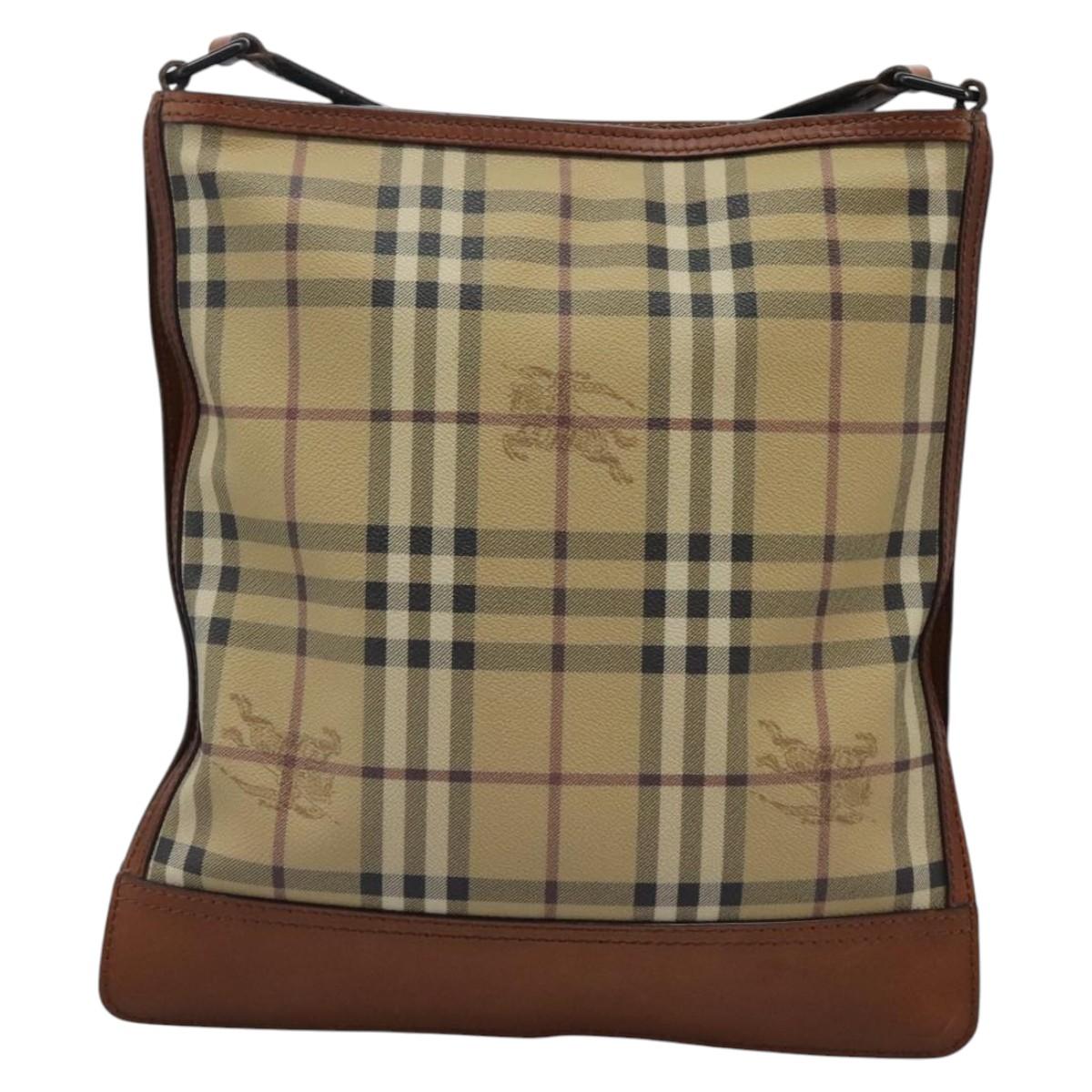 Burberry Haymarket Shoulder Bag Canvas Beige Canvas Shoulder Bag