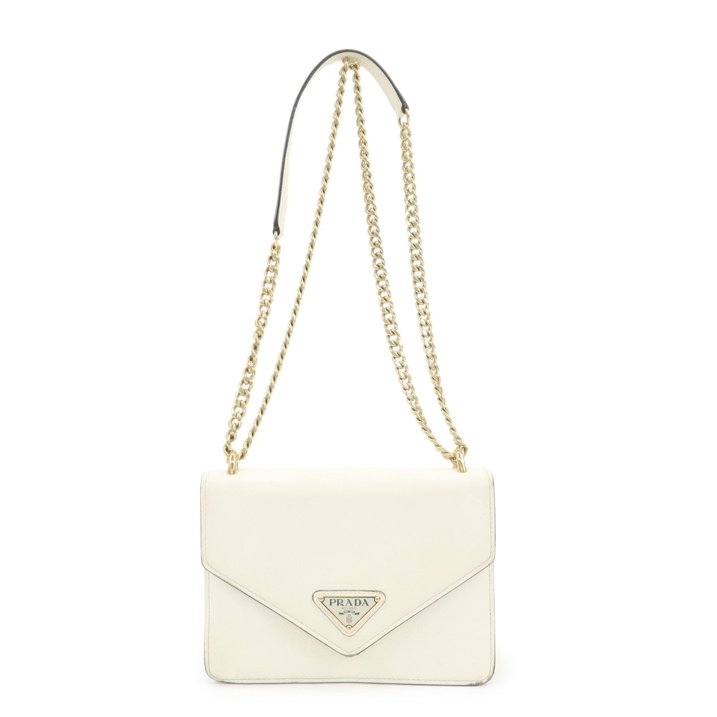 Shoulder Bag Triangle Leather Saffiano Chain