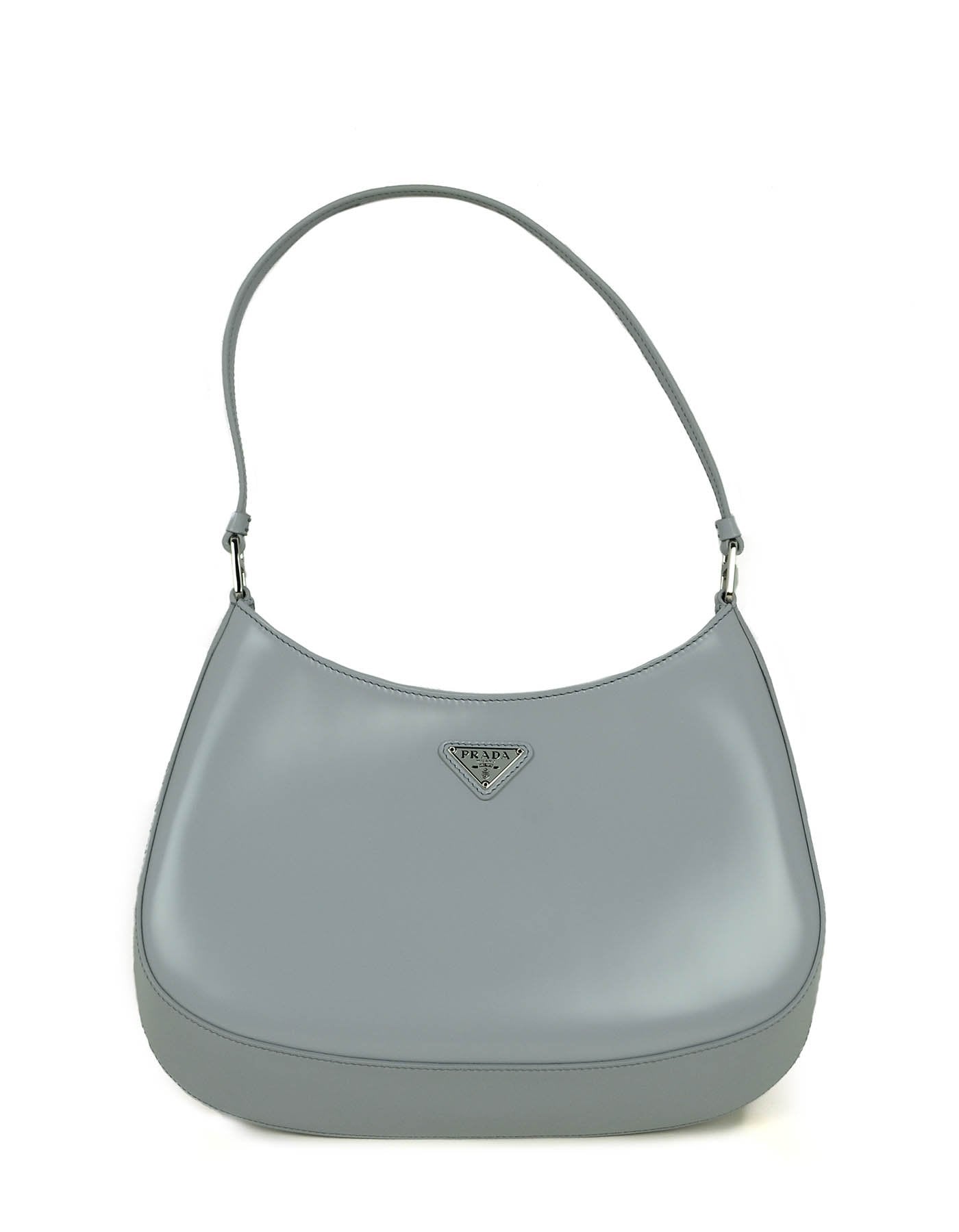 Prada Handbag Cornflower Brushed Calfskin Cleo Shoulder Bag Leather Blue