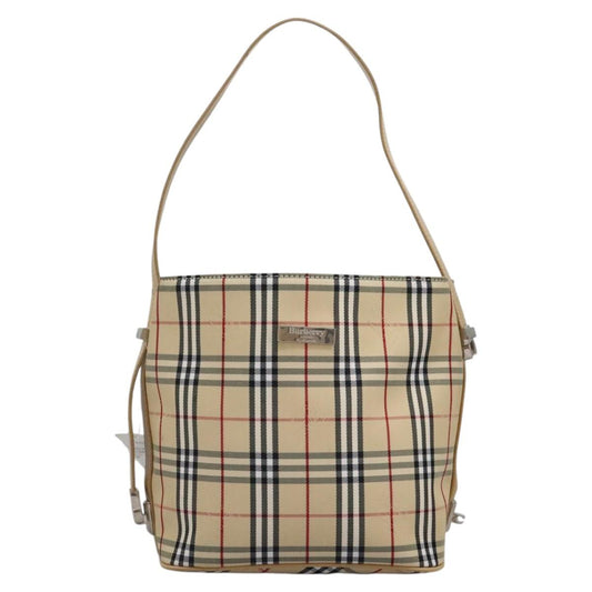 Burberry Label Shoulder Bag Canvas Beige Blue Shoulder Bag 1
