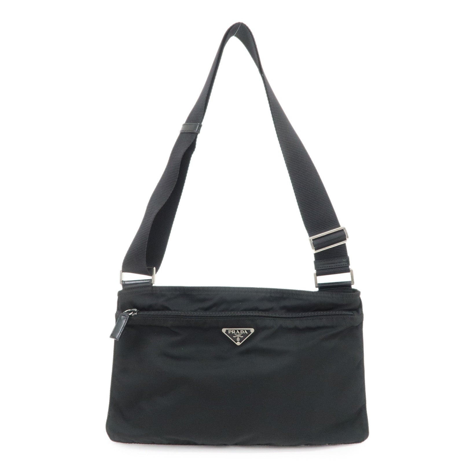 Crossbody Bag Triangle Shoulder Bag 4 Leather Nylon Black