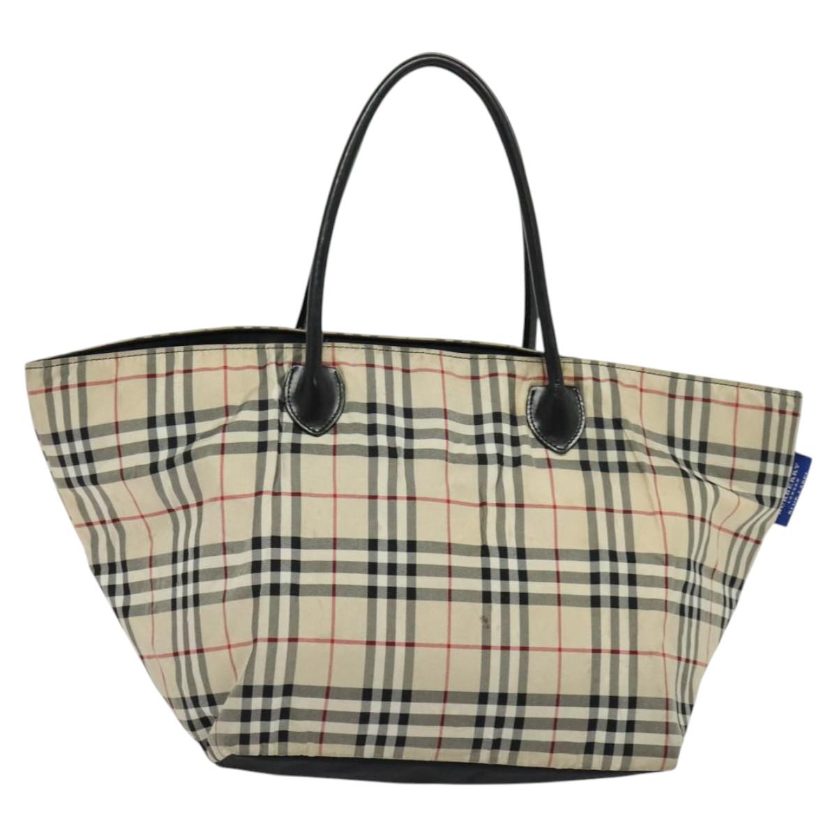Burberry Nova Check Tote Bag Nylon Beige