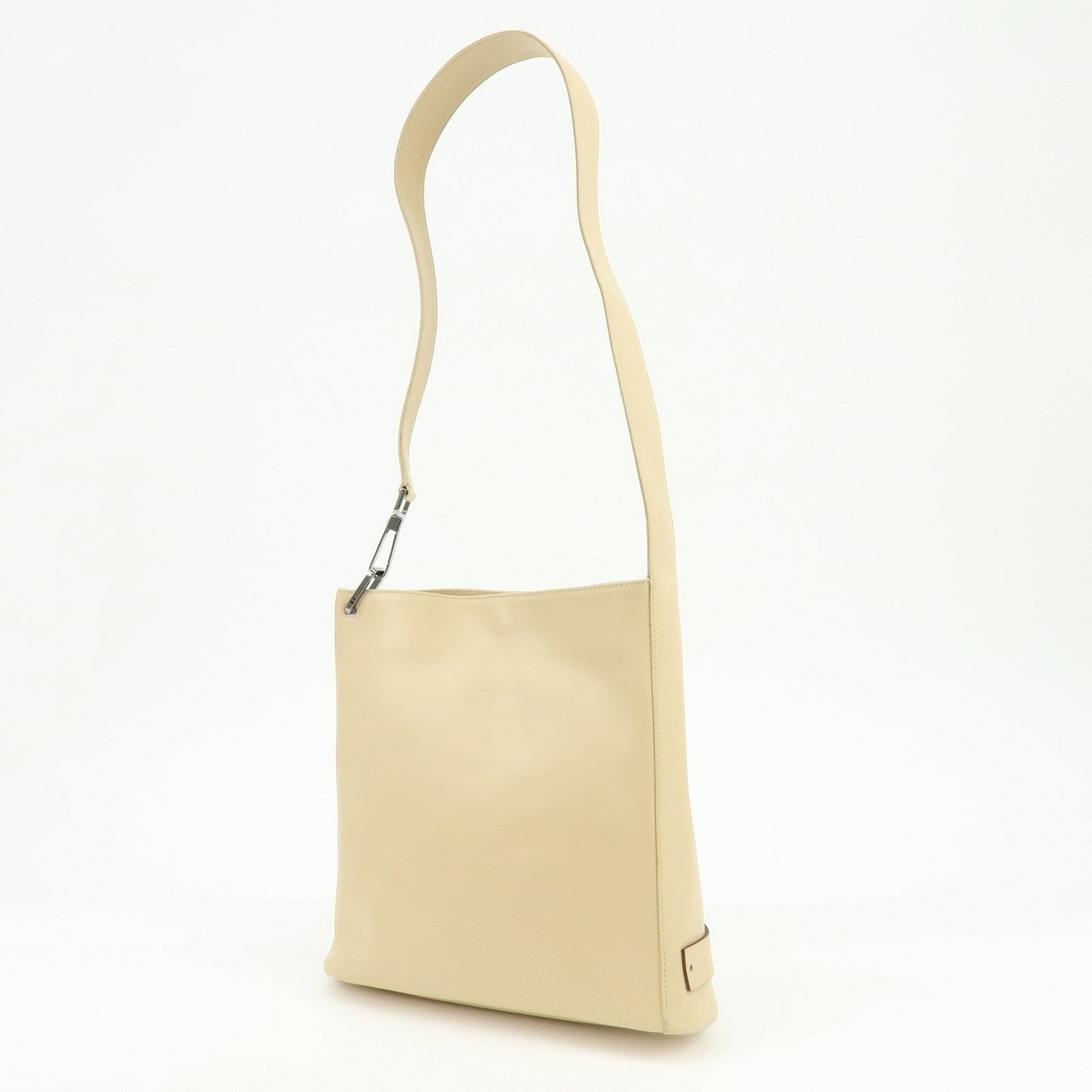 GUCCI Logo Leather Shoulder Bag Hand Bag Beige 91761