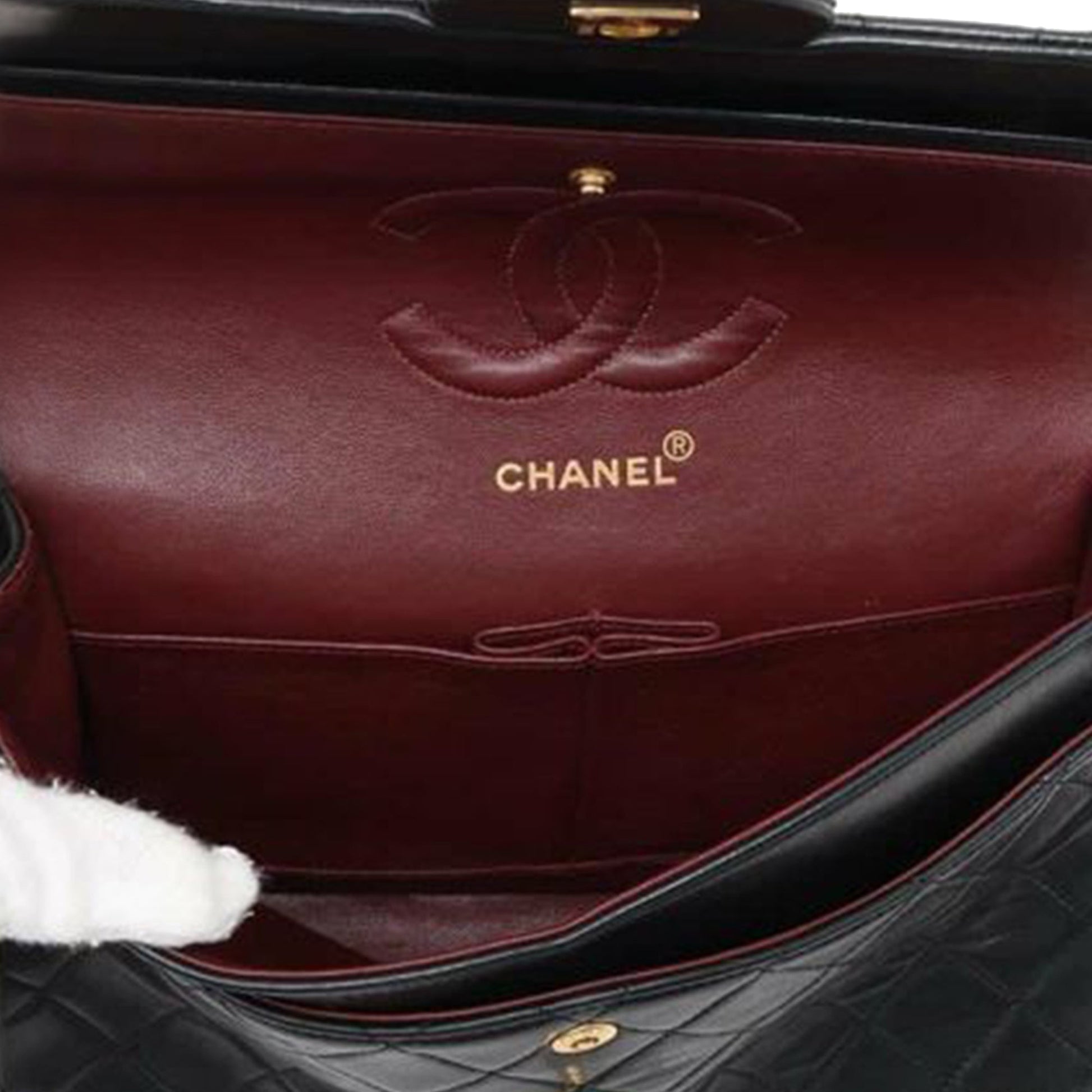 Black Chanel Medium Classic Lambskin Double Flap Shoulder Bag
