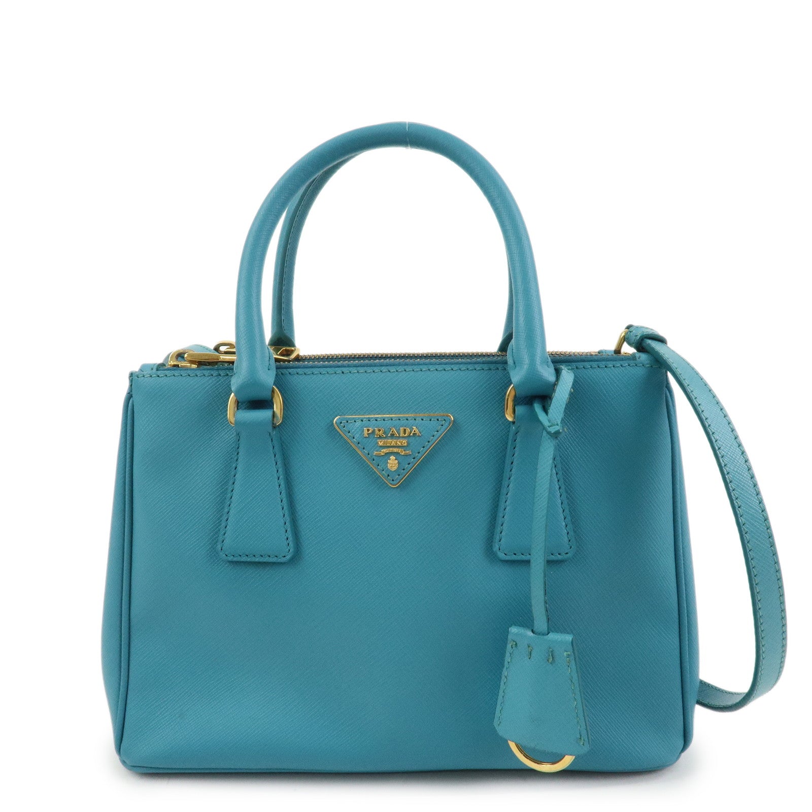 Galleria Lux 2Way Bag Hand Bag Leather Saffiano Blue Handbag
