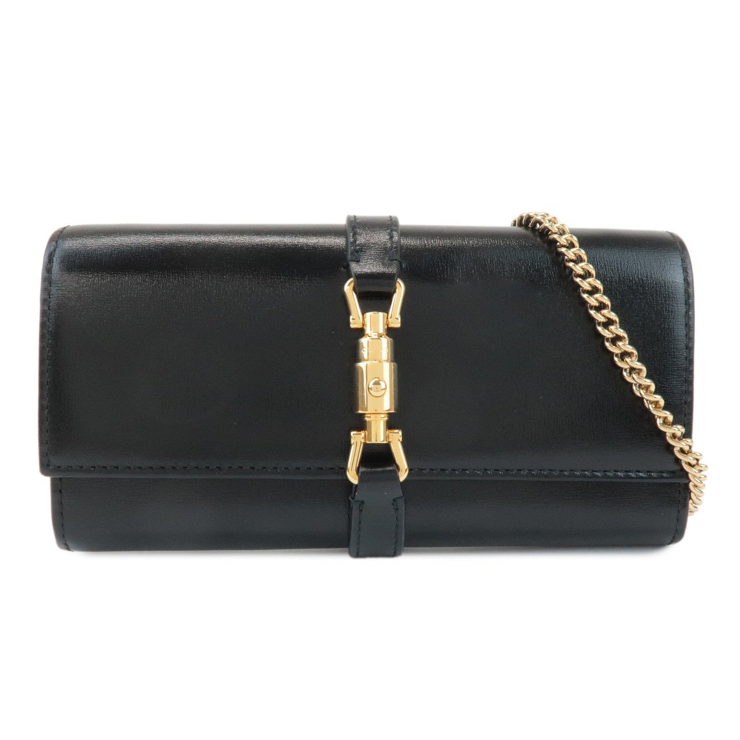 GUCCI Jackie 1961 Leather Chain Wallet WOC Black 652681.0416