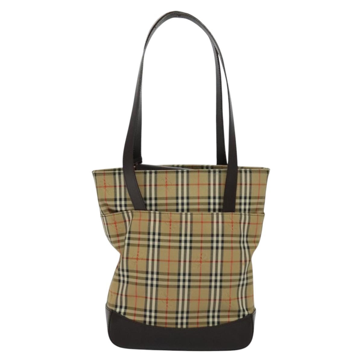 Burberry Nova Check Shoulder Bag Canvas Beige Shoulder Bag 100