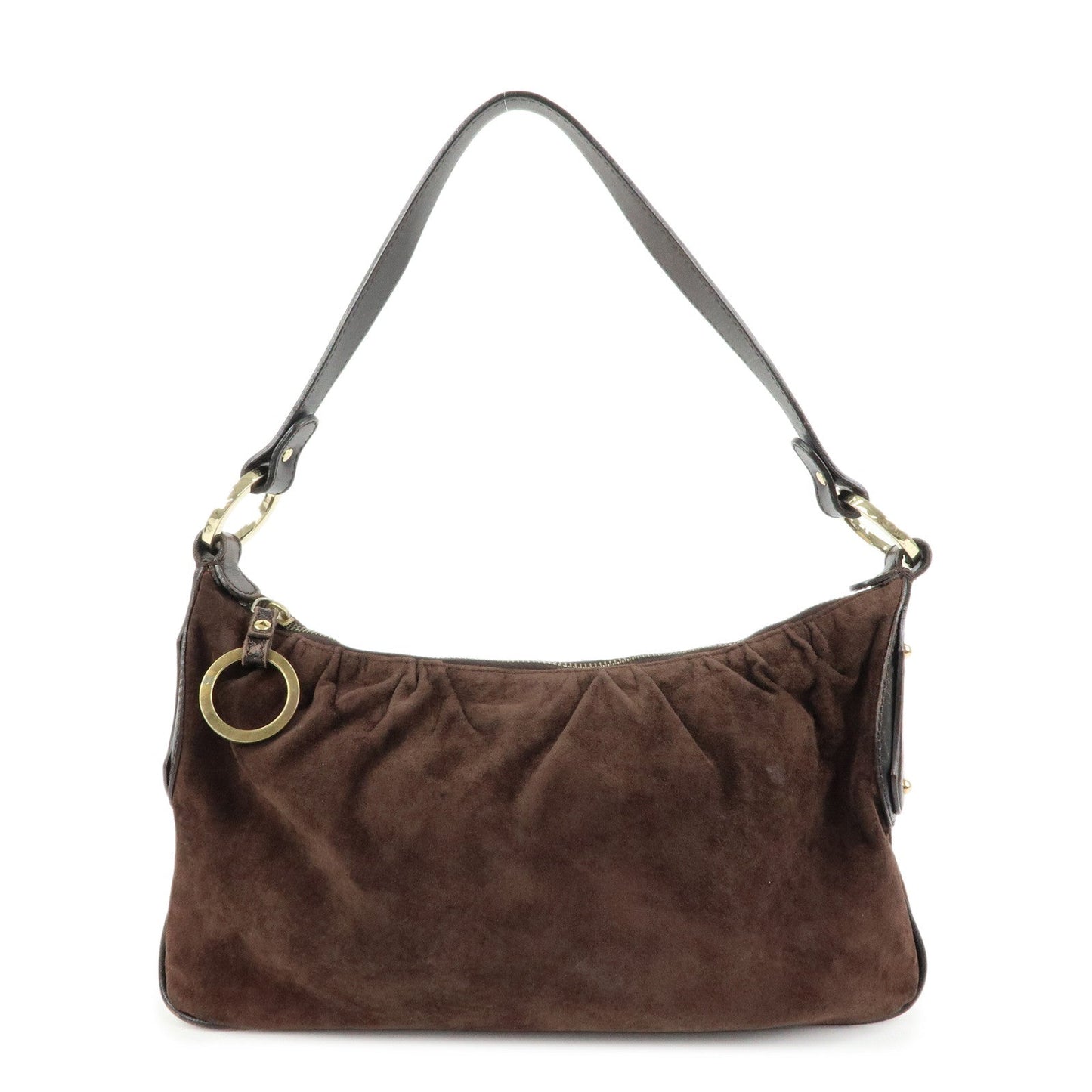 Shoulder Bag Hand Bag Leather Suede Brown