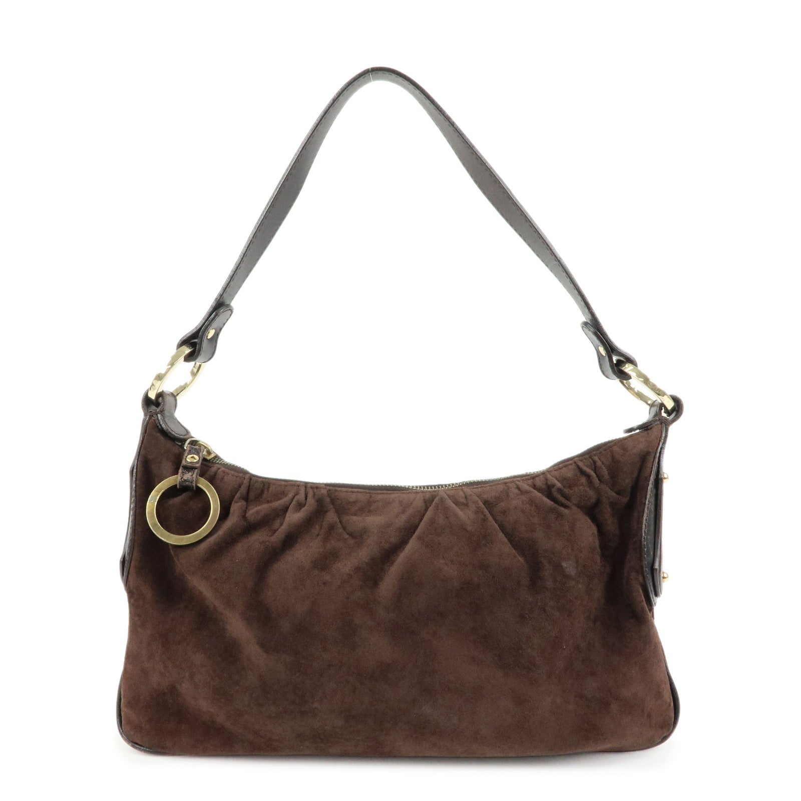 Shoulder Bag Hand Bag Leather Suede Brown