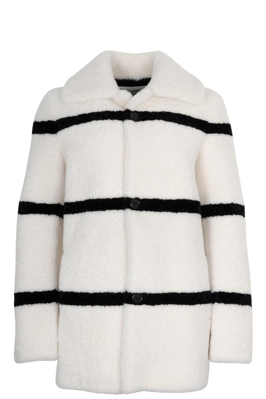 YSL Saint Laurent Coat Shearling Striped Black White Handbag