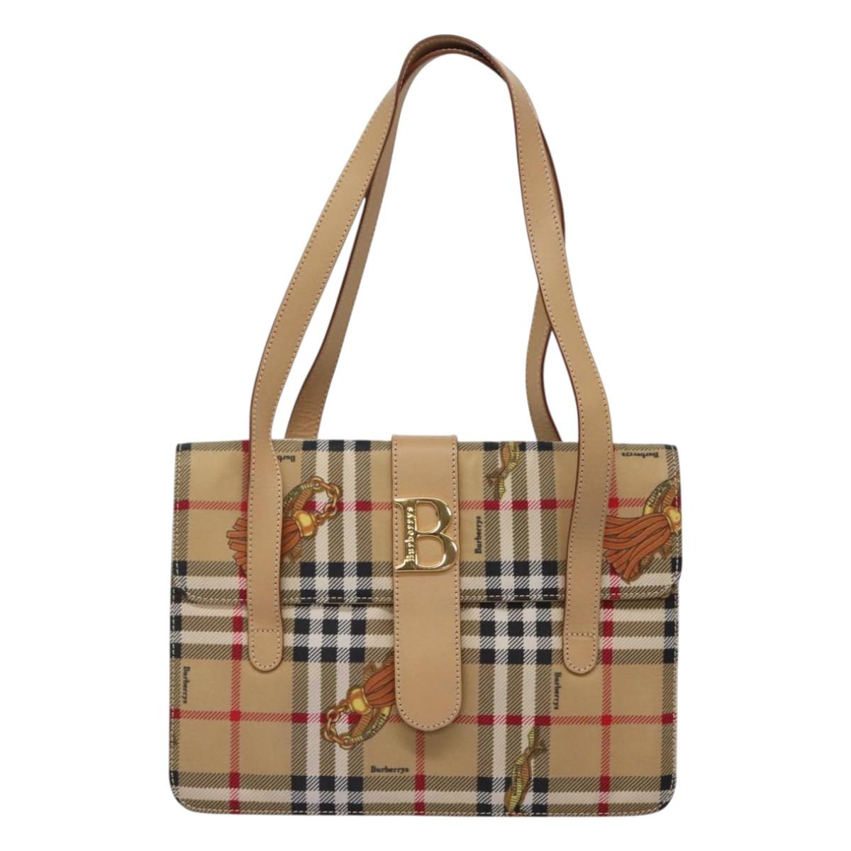 Burberry Nova Check Synthetic Tote Bag Beige