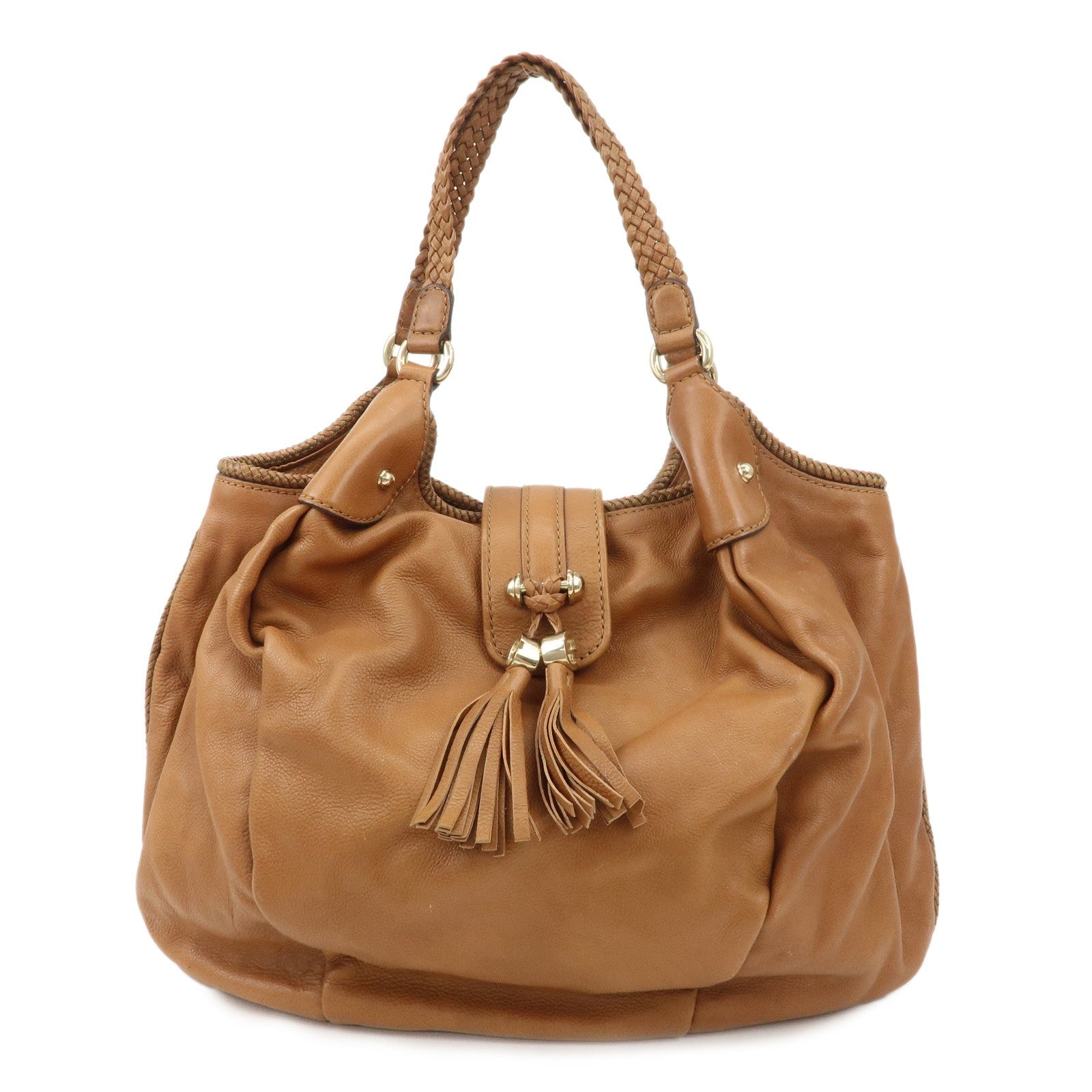 GUCCI Marrakech Leather Shoulder Bag Hand Bag Brown 257029