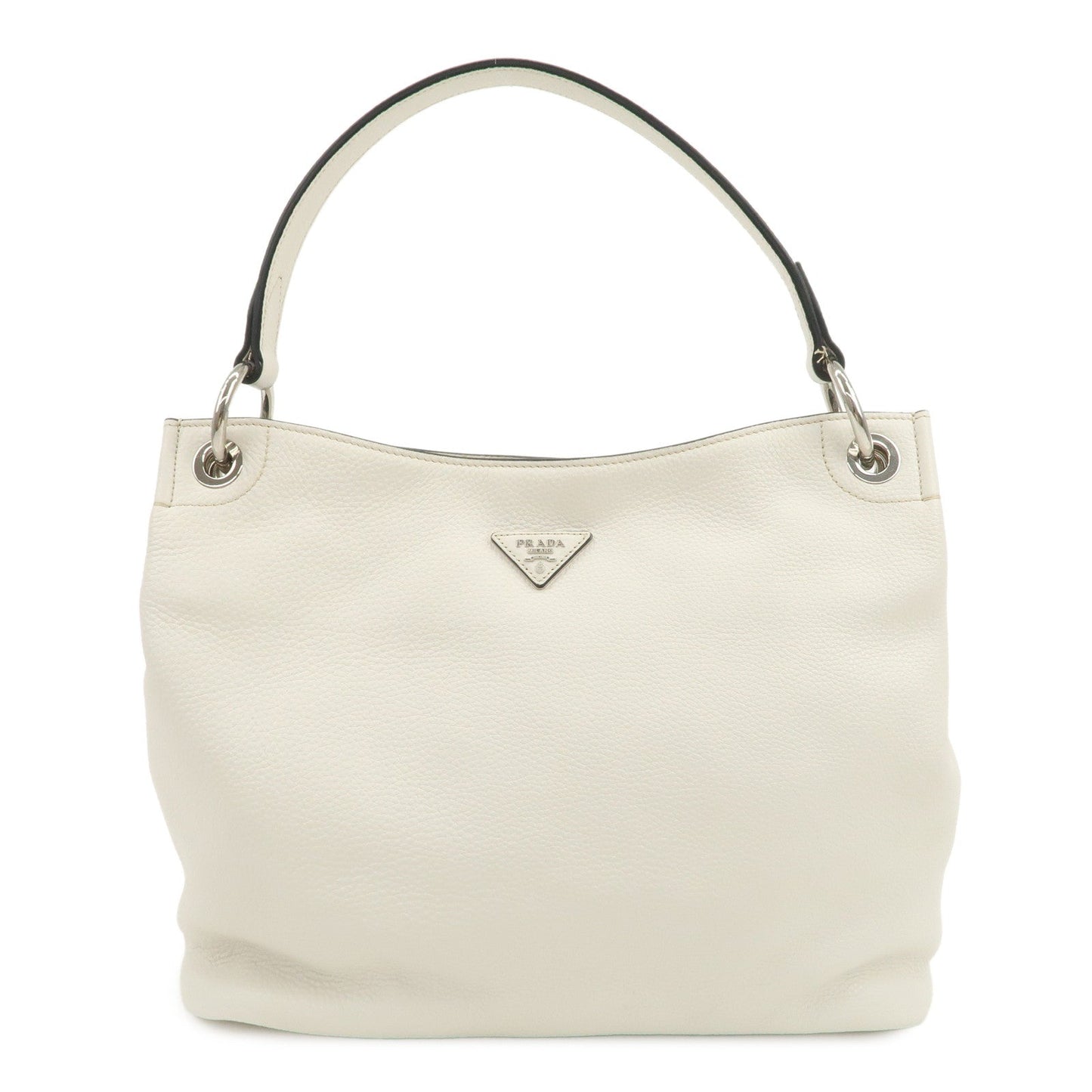 Shoulder Bag Triangle Leather White Logo