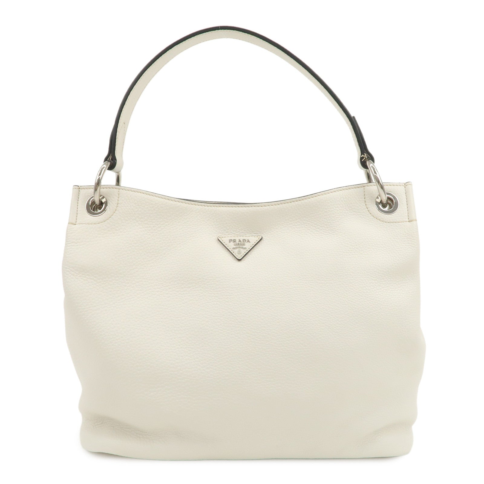 Shoulder Bag Triangle Leather White Logo