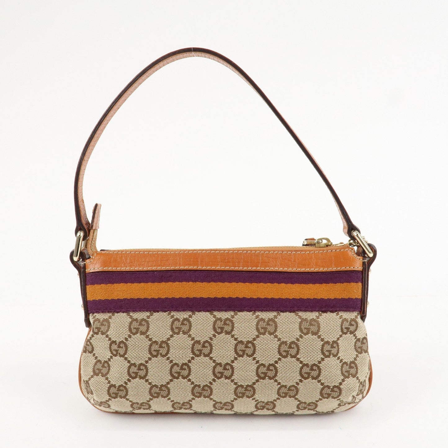GUCCI Sherry GG Canvas Leather Shoulder Bag Gold Boots Bag Charm 145970