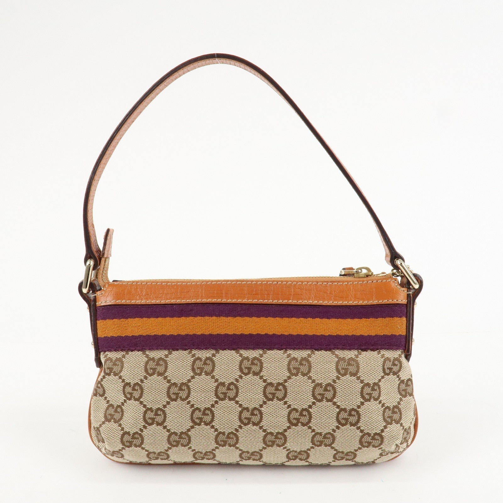 GUCCI Sherry GG Canvas Leather Shoulder Bag Gold Boots Bag Charm 145970