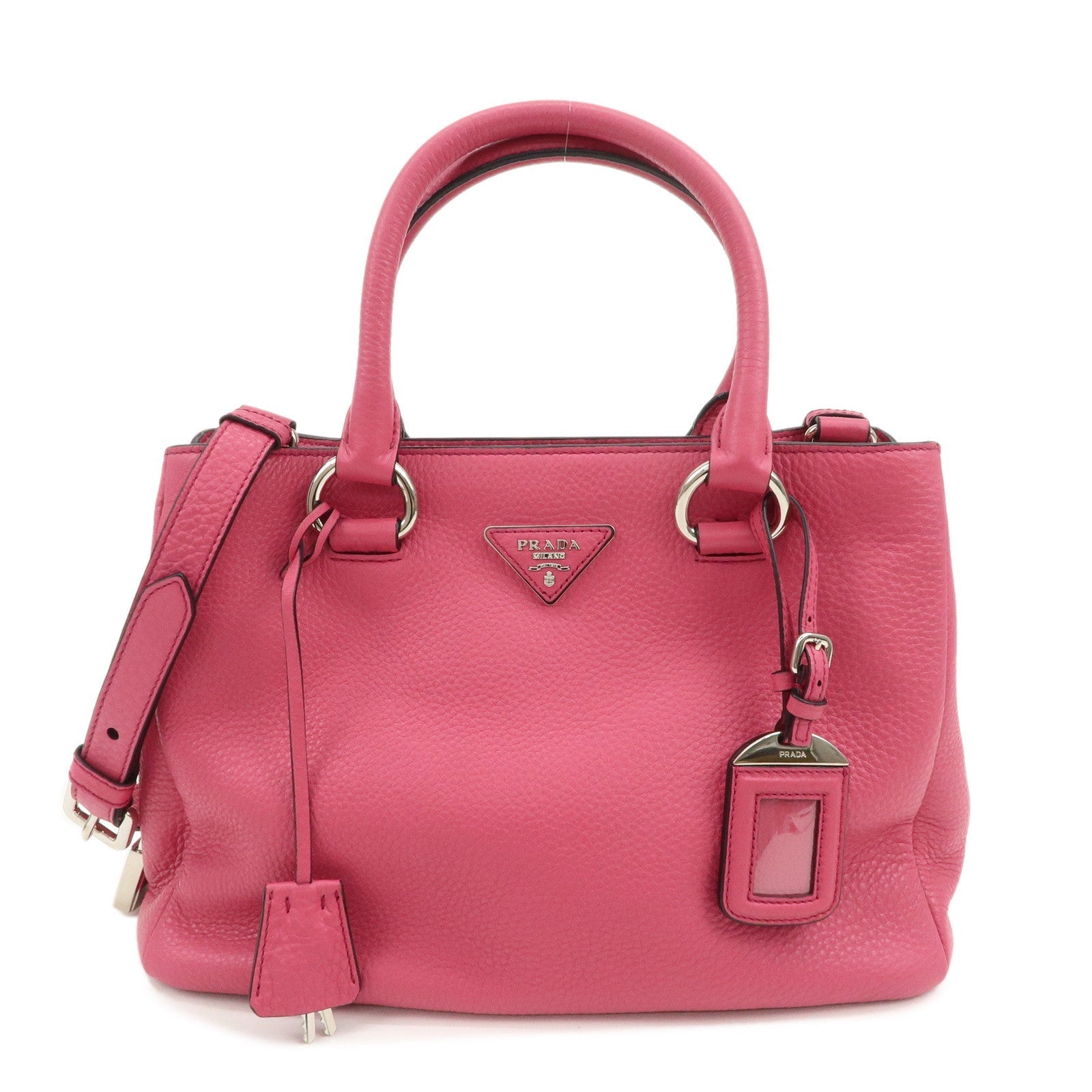 Triange 2Way Hand Bag Shouldr Bag Leather Pink Logo Handbag
