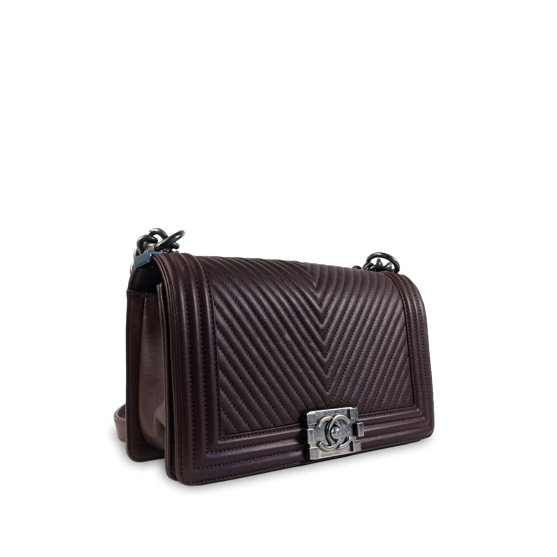 CHANEL Medium Lambskin Chevron Boy Flap Crossbody Bag