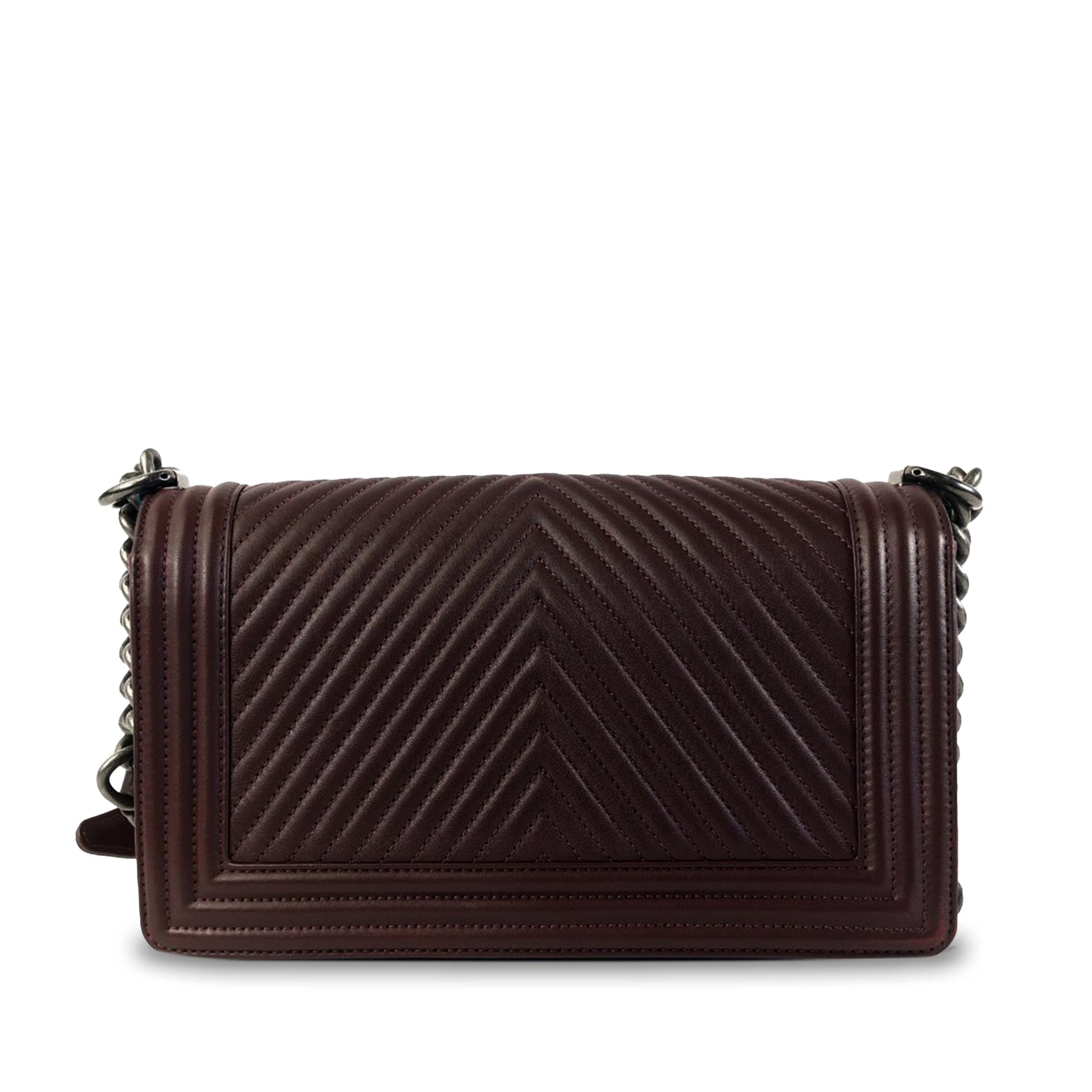 CHANEL Medium Lambskin Chevron Boy Flap Crossbody Bag