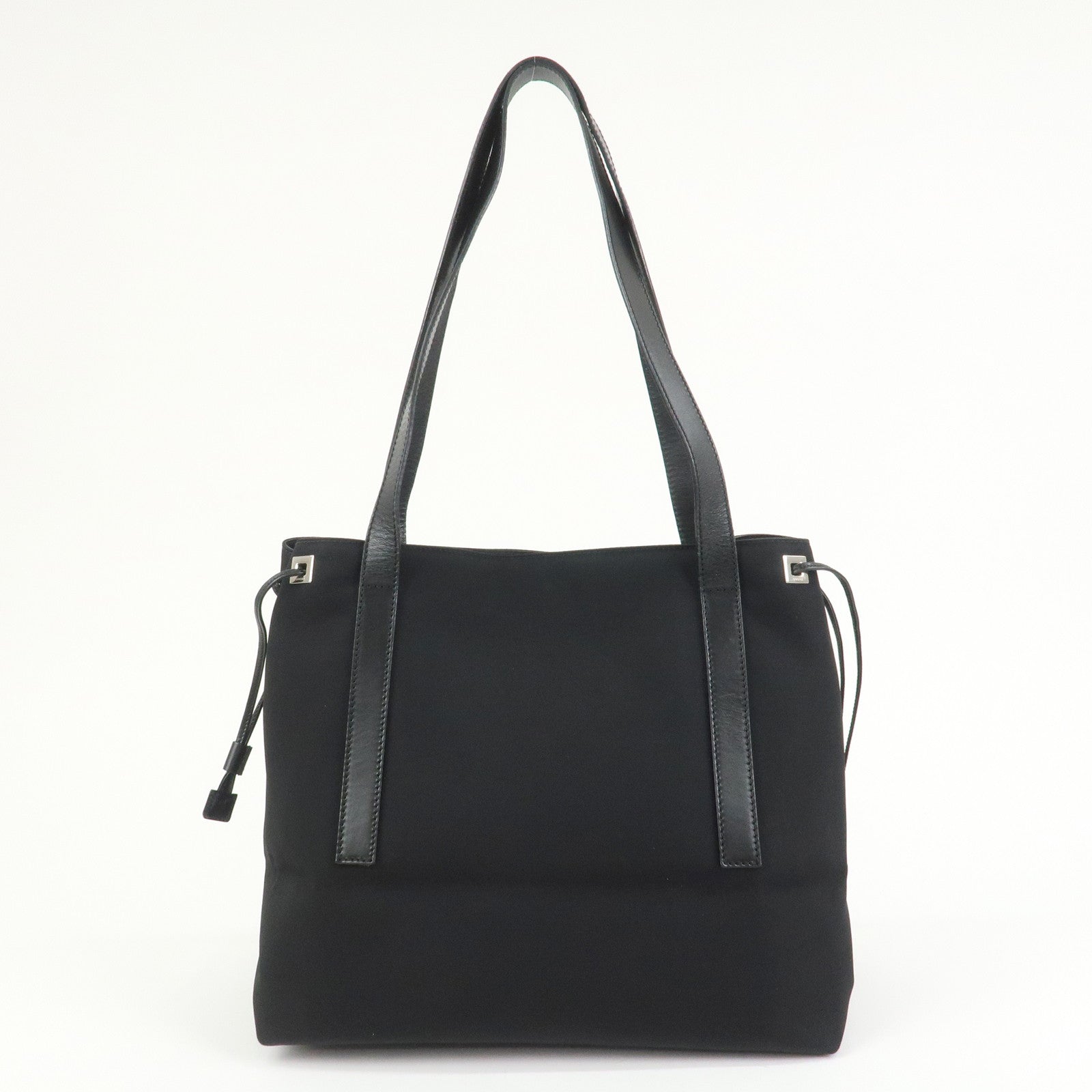 GUCCI Logo Nylon Leather Tote Bag Shoulder Bag Black 019??0493