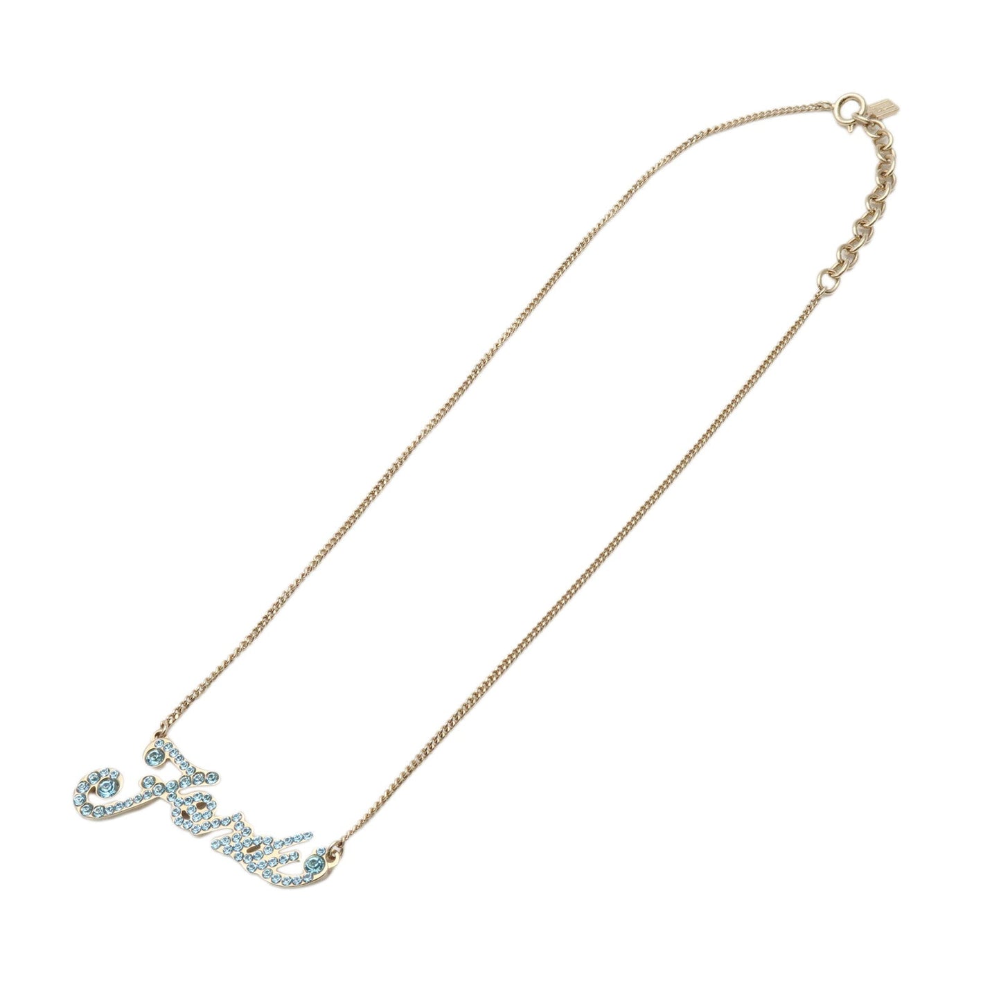 Rhinestone Necklace Light Metal Blue Gold Jewelry