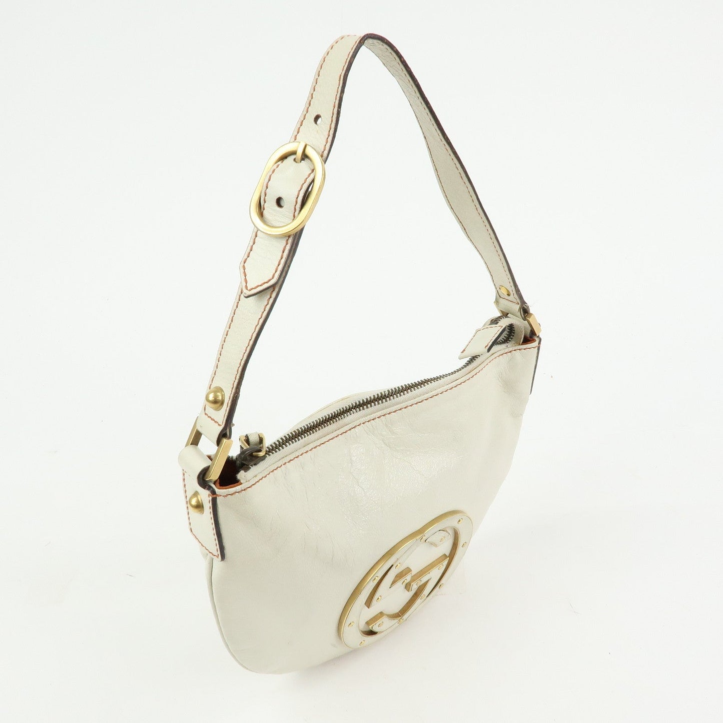 GUCCI Interlocking G Leather Hand Bag Shoulder Bag Ivory 121552