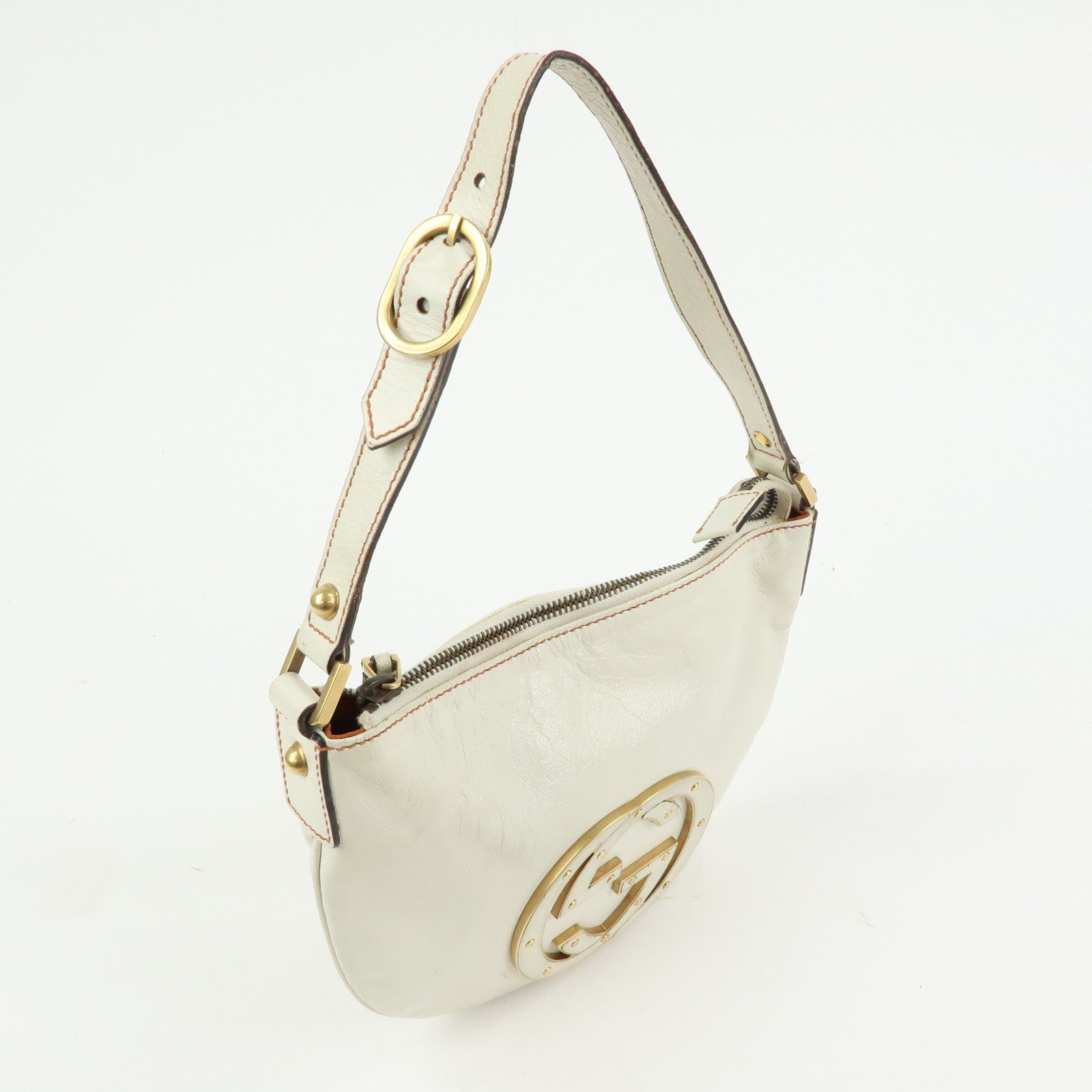 GUCCI Interlocking G Leather Hand Bag Shoulder Bag Ivory 121552