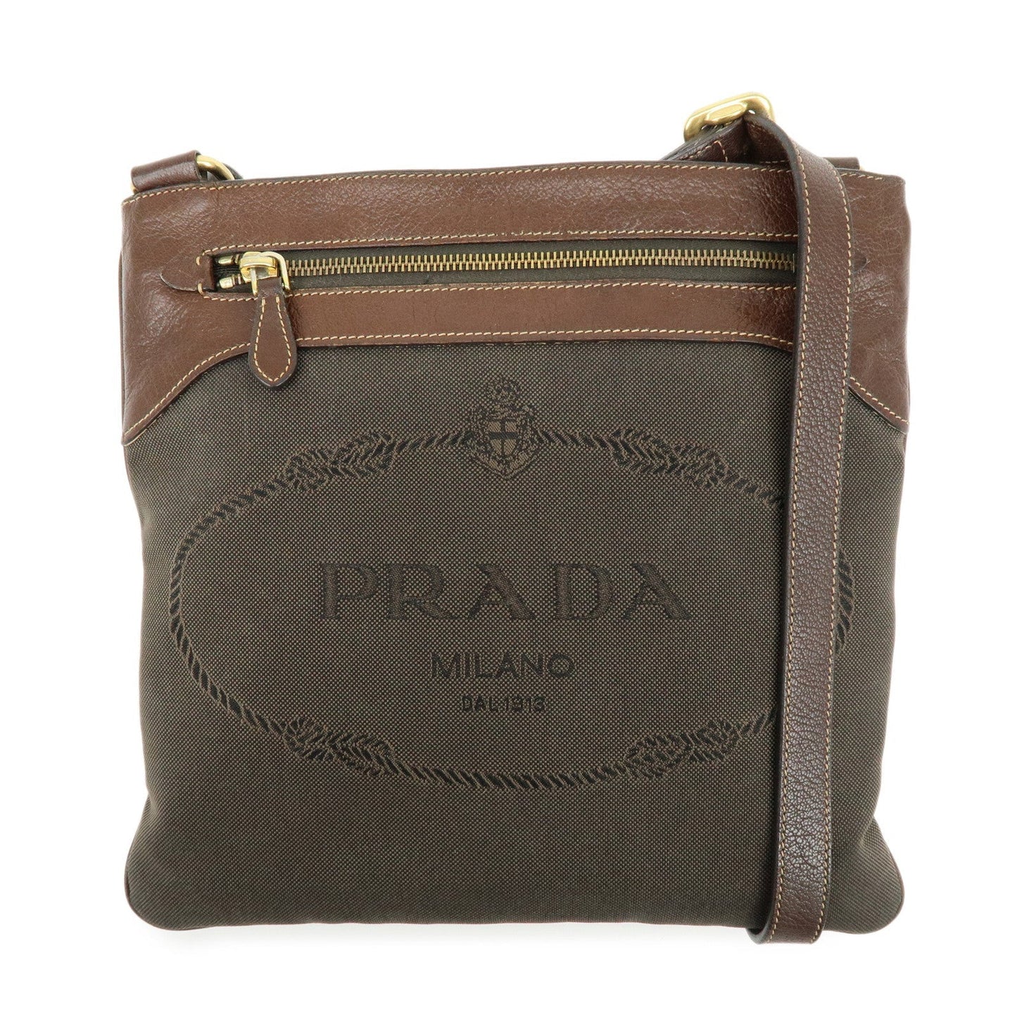 Crossbody Bag Jacquard Shoulder Bag Leather Brown Logo